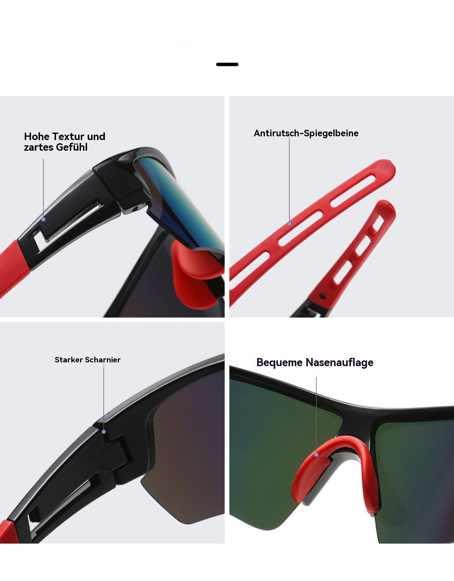 Blusmart Sonnenbrille Winddichte Brille für Outdoor-Radsport (Sport-Sonnenbrillen, , Set-Kombination, praktische Aufbewahrung) Unisex – Bild 5 von 5