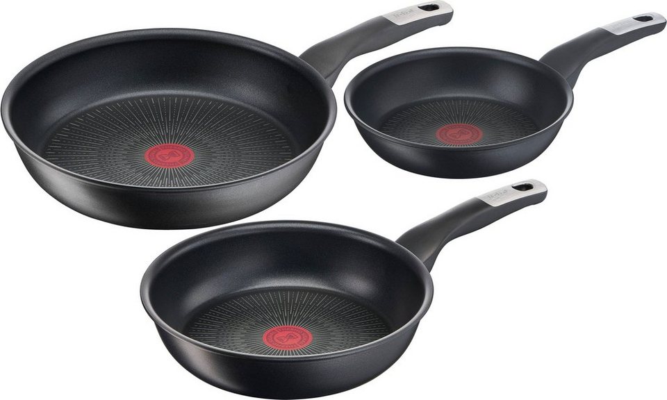 Tefal Pfannen-Set G25592 Unlimited, Aluminium (Set, 3-tlg),  Antihaftversiegelung, Induktion, Thermo-Signal, Made in France