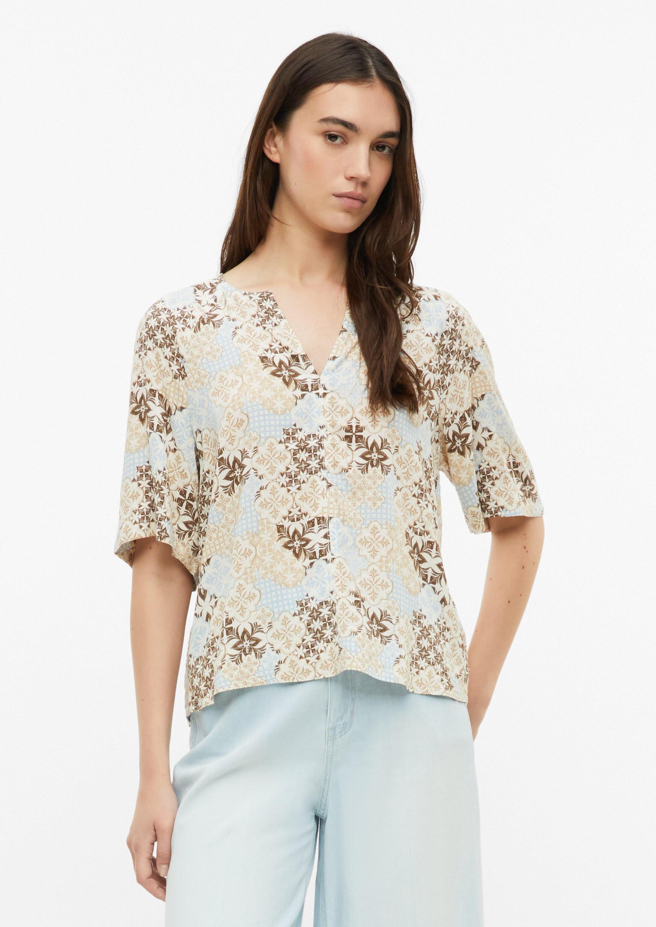 s.Oliver Kurzarmbluse Bluse Gecrêpte Bluse aus Viskosemix