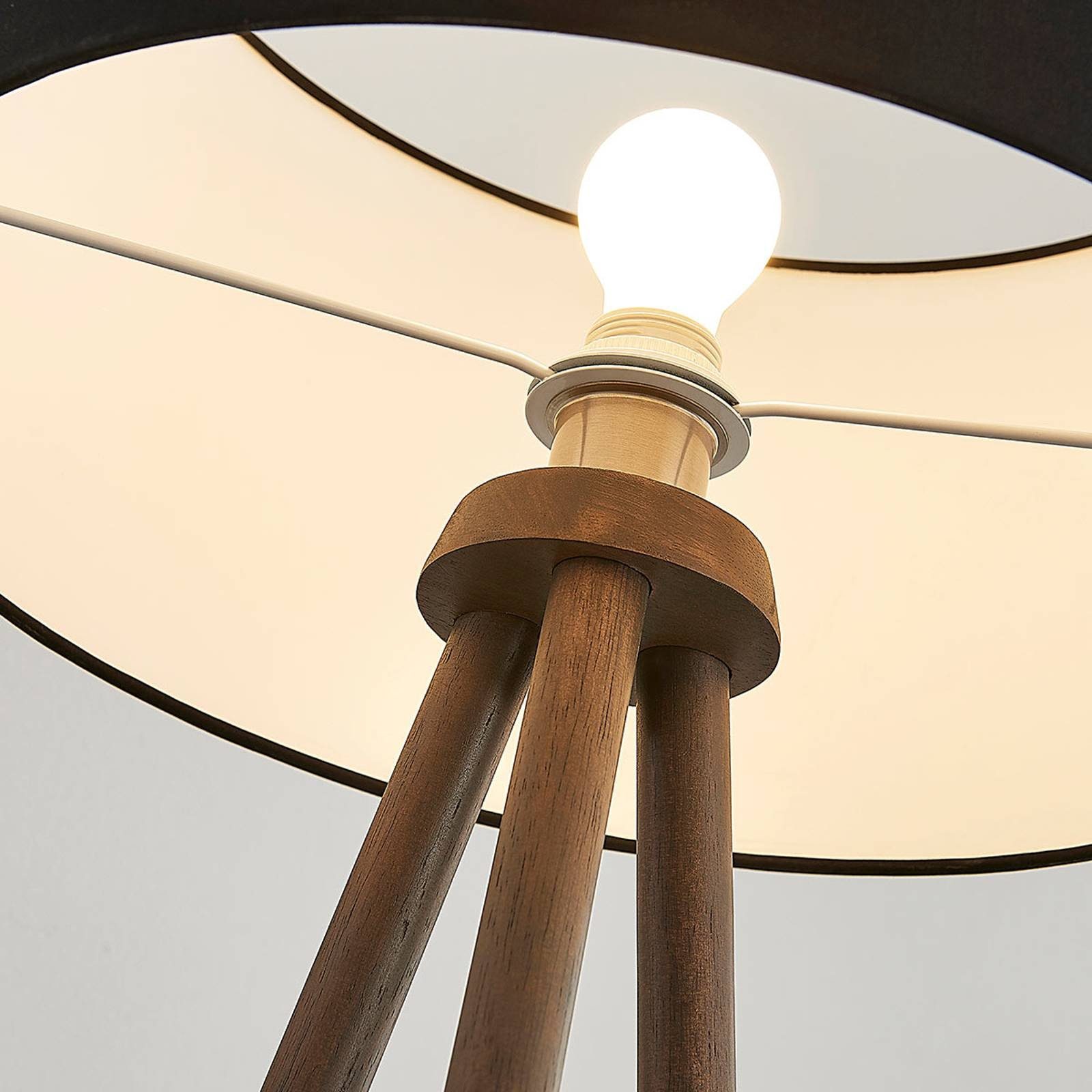 Lindby Stehlampe Majken, Holz Schwarz IP20, 1 x 60 W