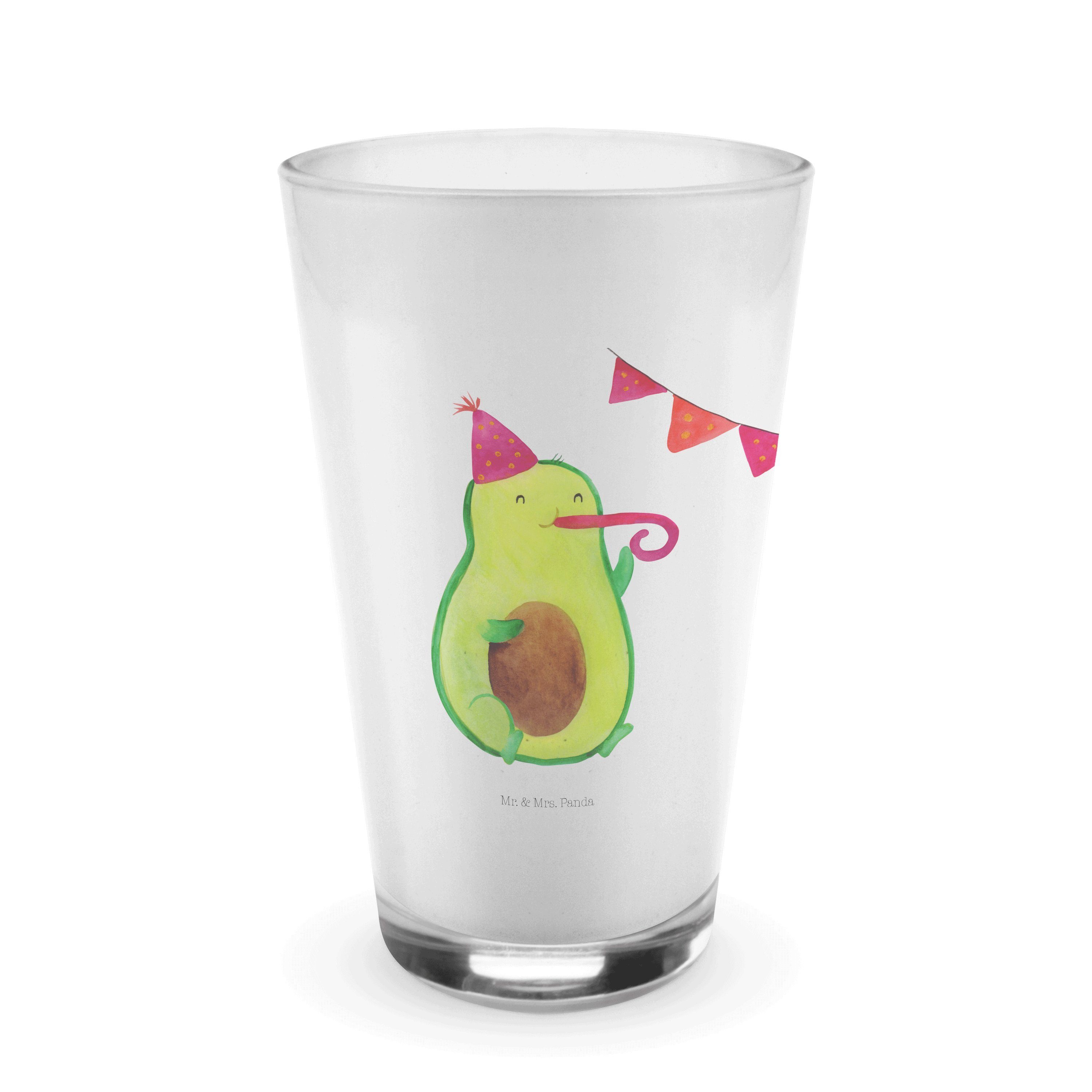 Avocado Veggie, Transparent Panda Birthday Glas & Premium Geschenk, - Vegan, Gesu, Mr. Mrs. Glas - Feier,