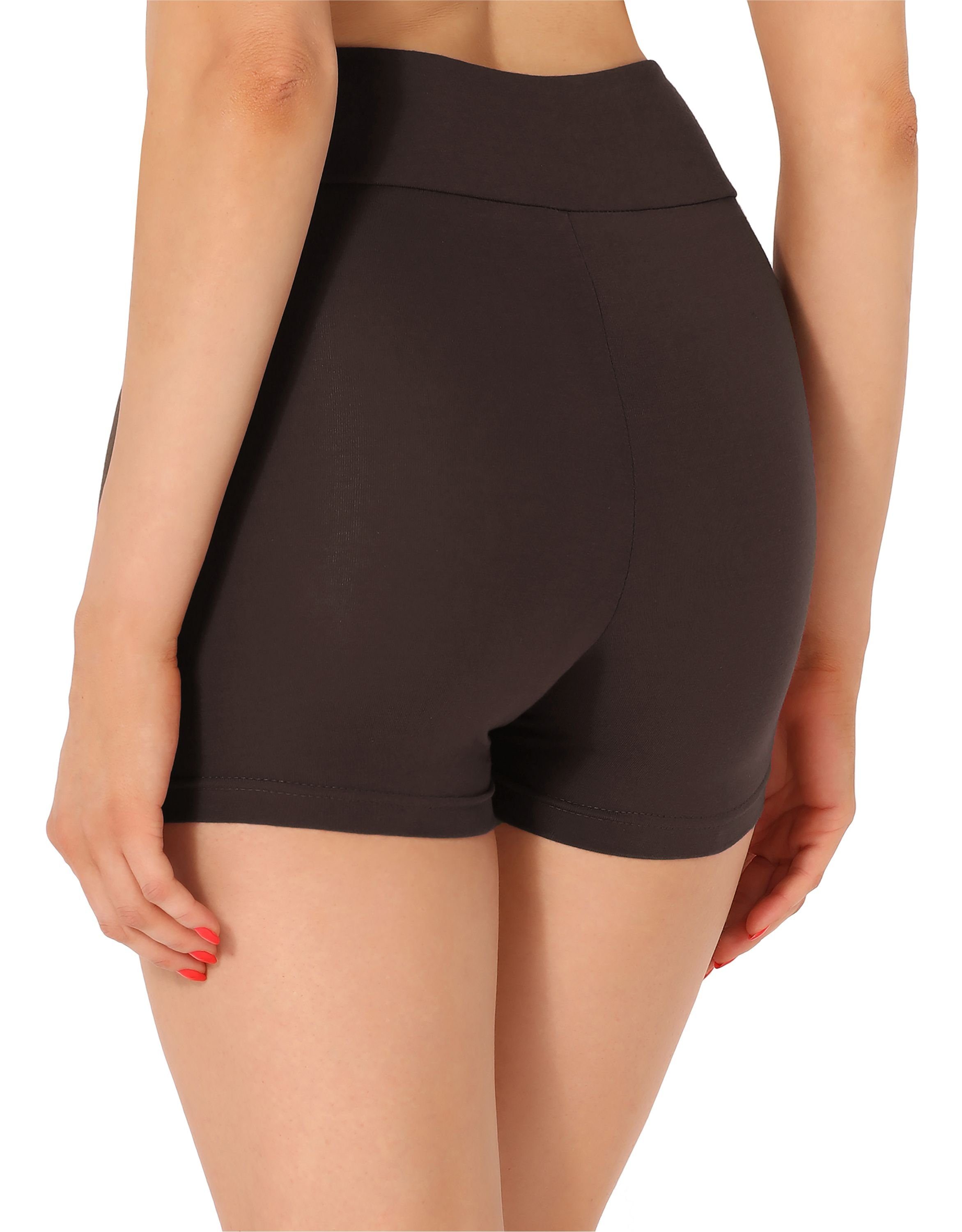 (1-tlg) Style Damen Unterhose kurze Boxershorts Hose Merry elastischer Radlerhose Shorts Bund Braun Leggings MS10-359