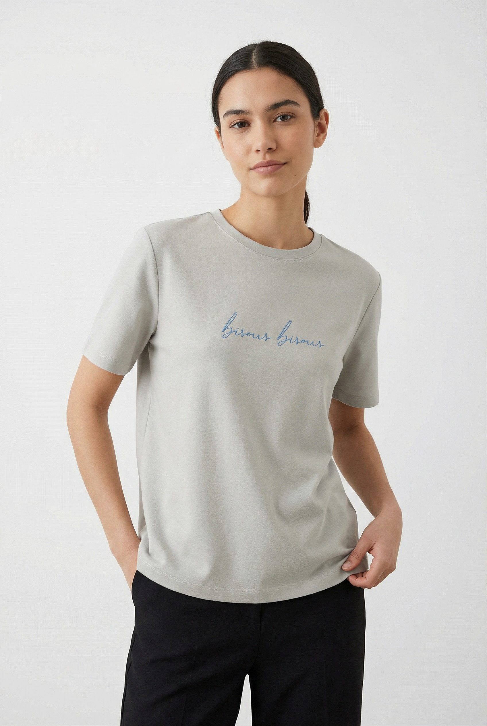 Vila Kurzarmshirt VISYBILLA FRENCH O-NECK S/S TOP/PB/LC günstig online kaufen