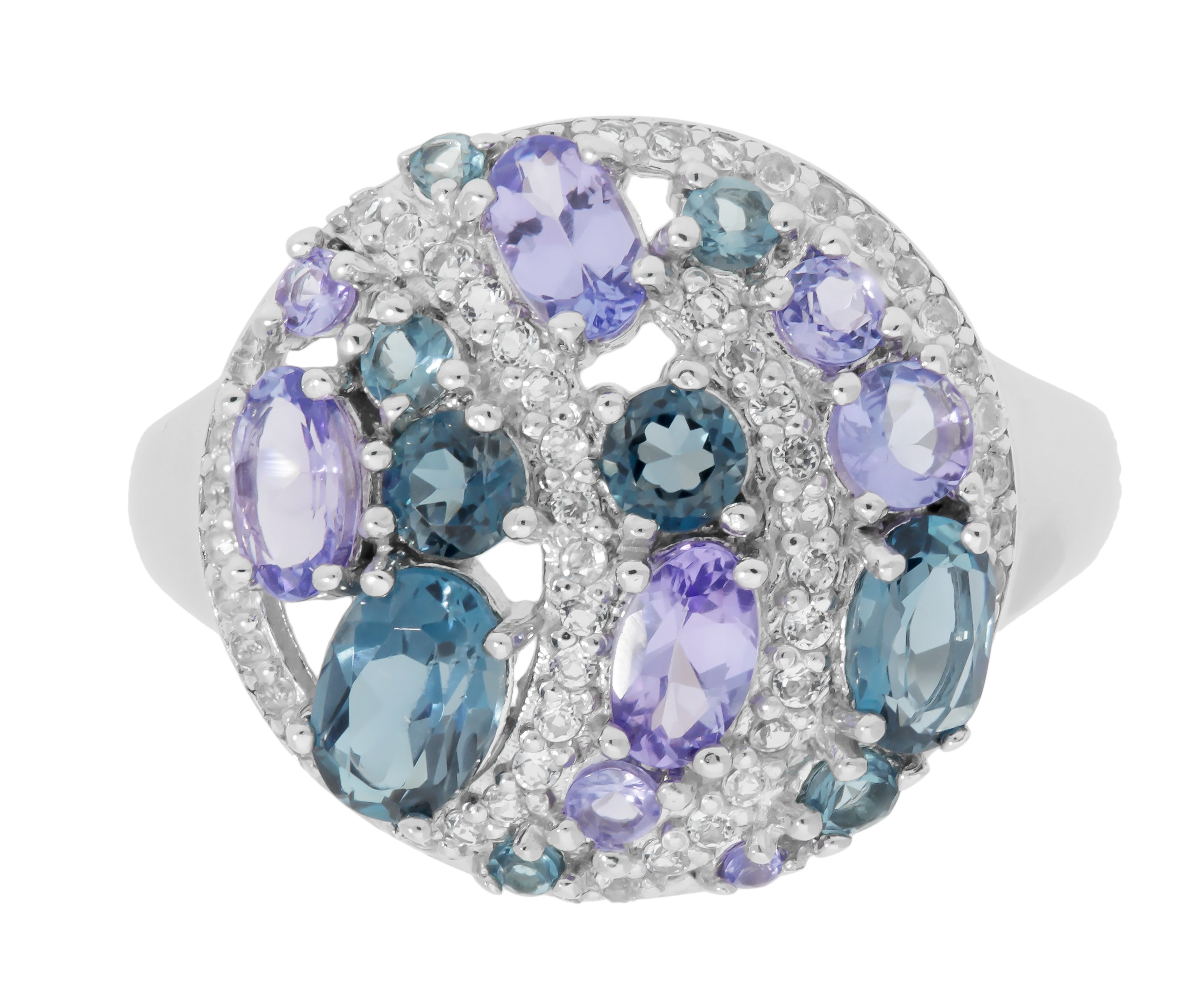 Firetti Fingerring Schmuck Geschenk Silber 925 DamenringMystic Galaxy, mit Tansanit, London Blue Topas, Weißtopas