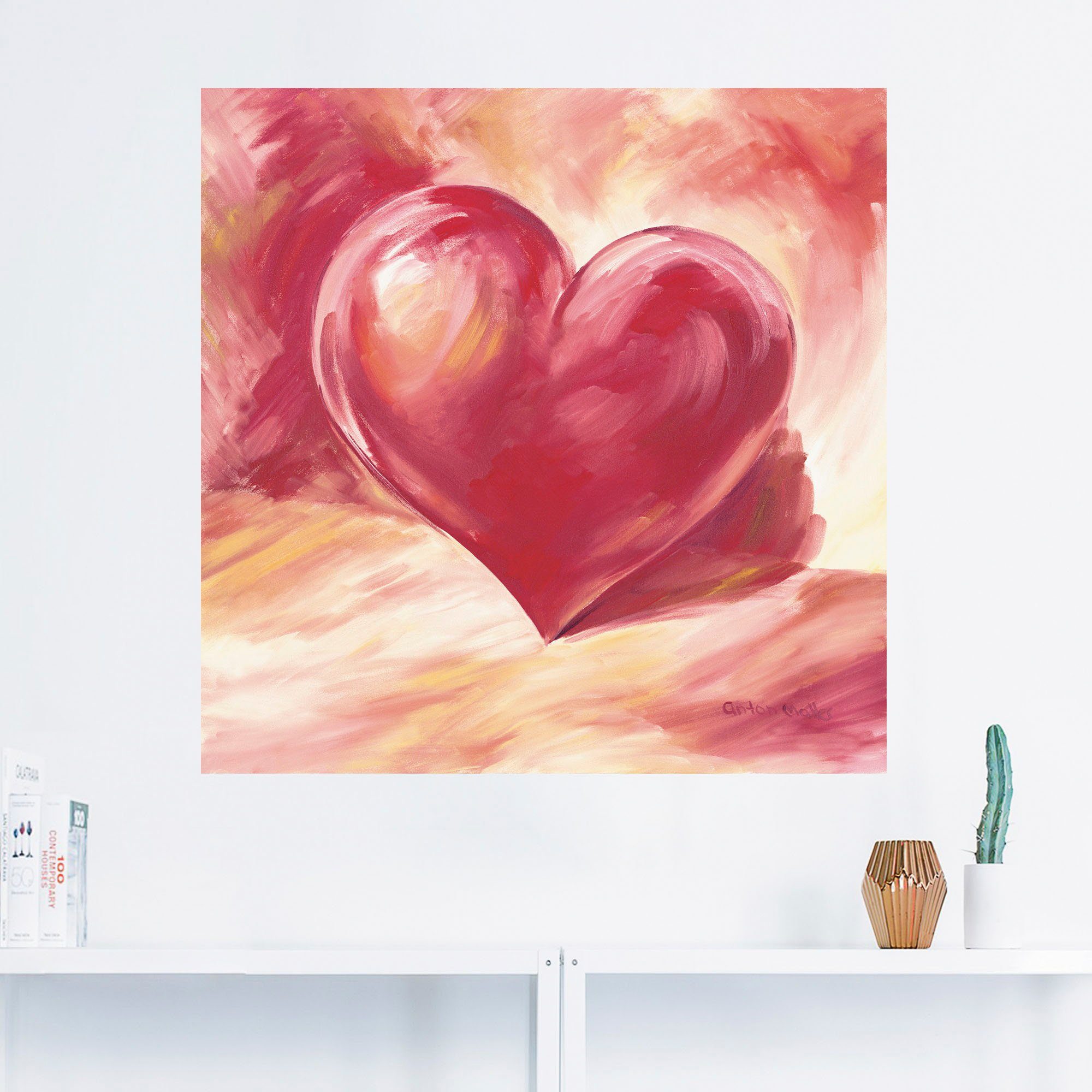 Artland Wandbild Rosa/rotes Herz, Herzen (1 günstig online kaufen
