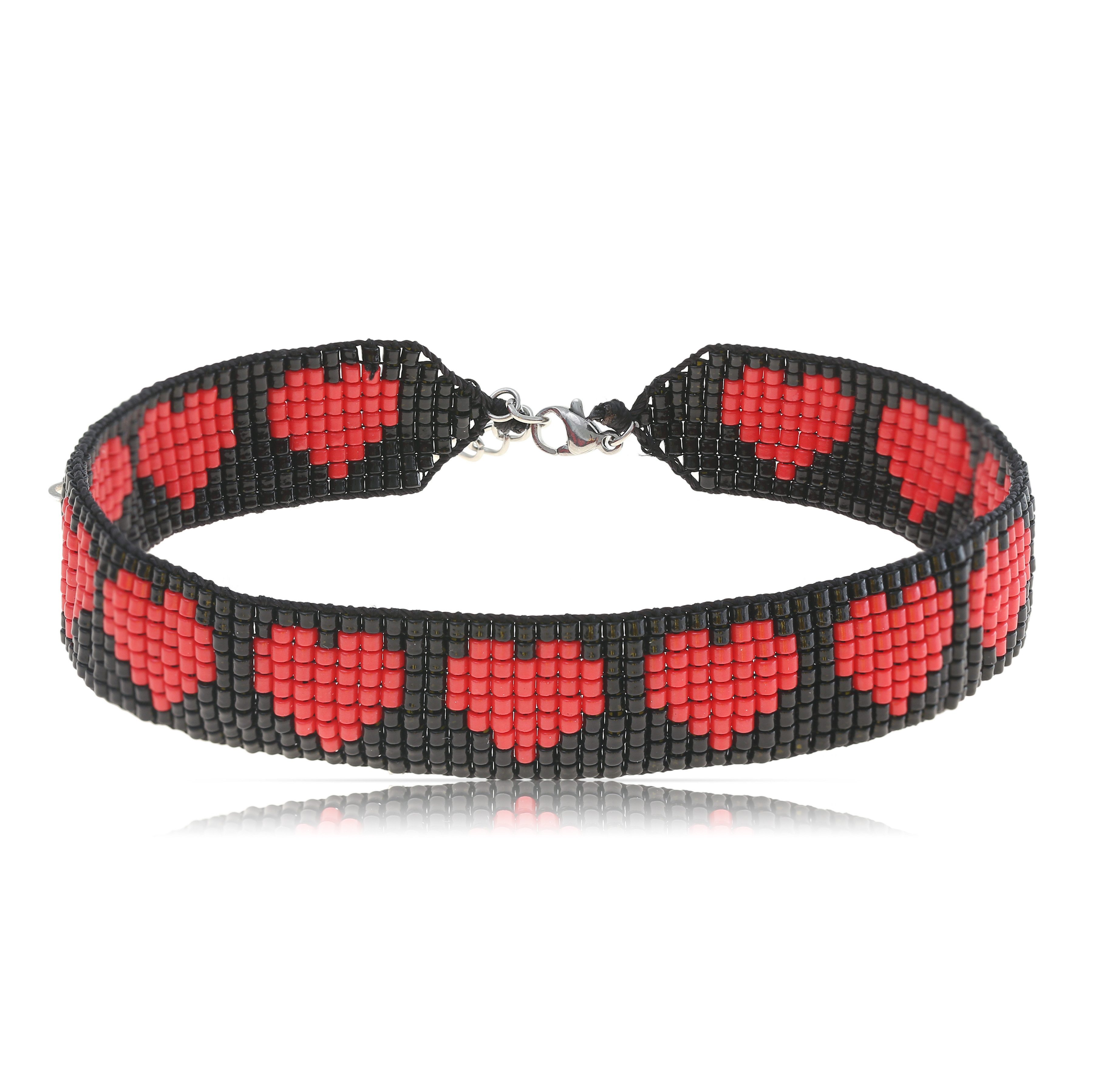 Made by Nami Perlenkette Damen Choker Kette mit Perlen und Herzen verstellb günstig online kaufen