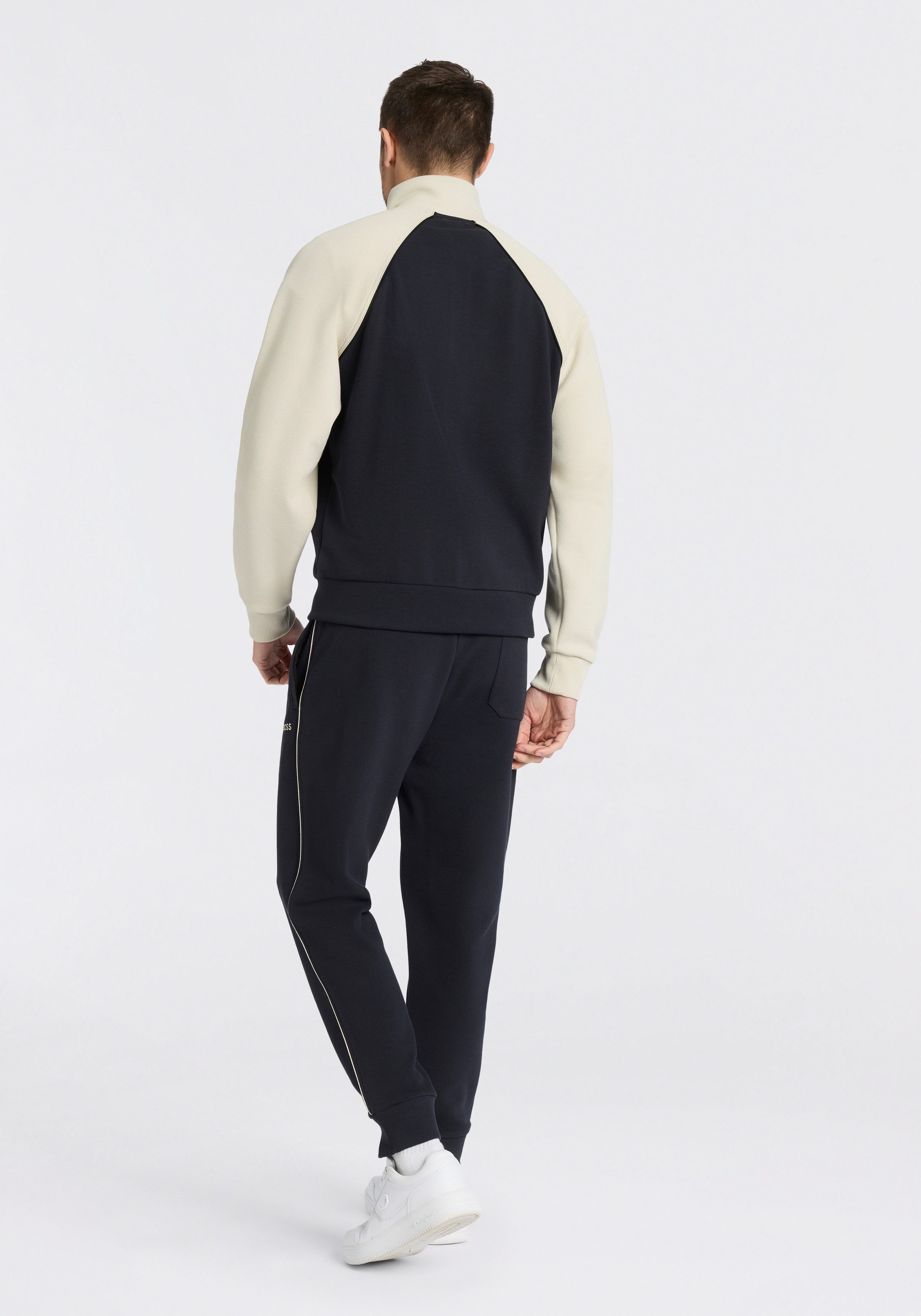 BOSS GREEN Jogginganzug (Set, 2 tlg), Trainingsanzug Stehkragen, kontrastfa günstig online kaufen