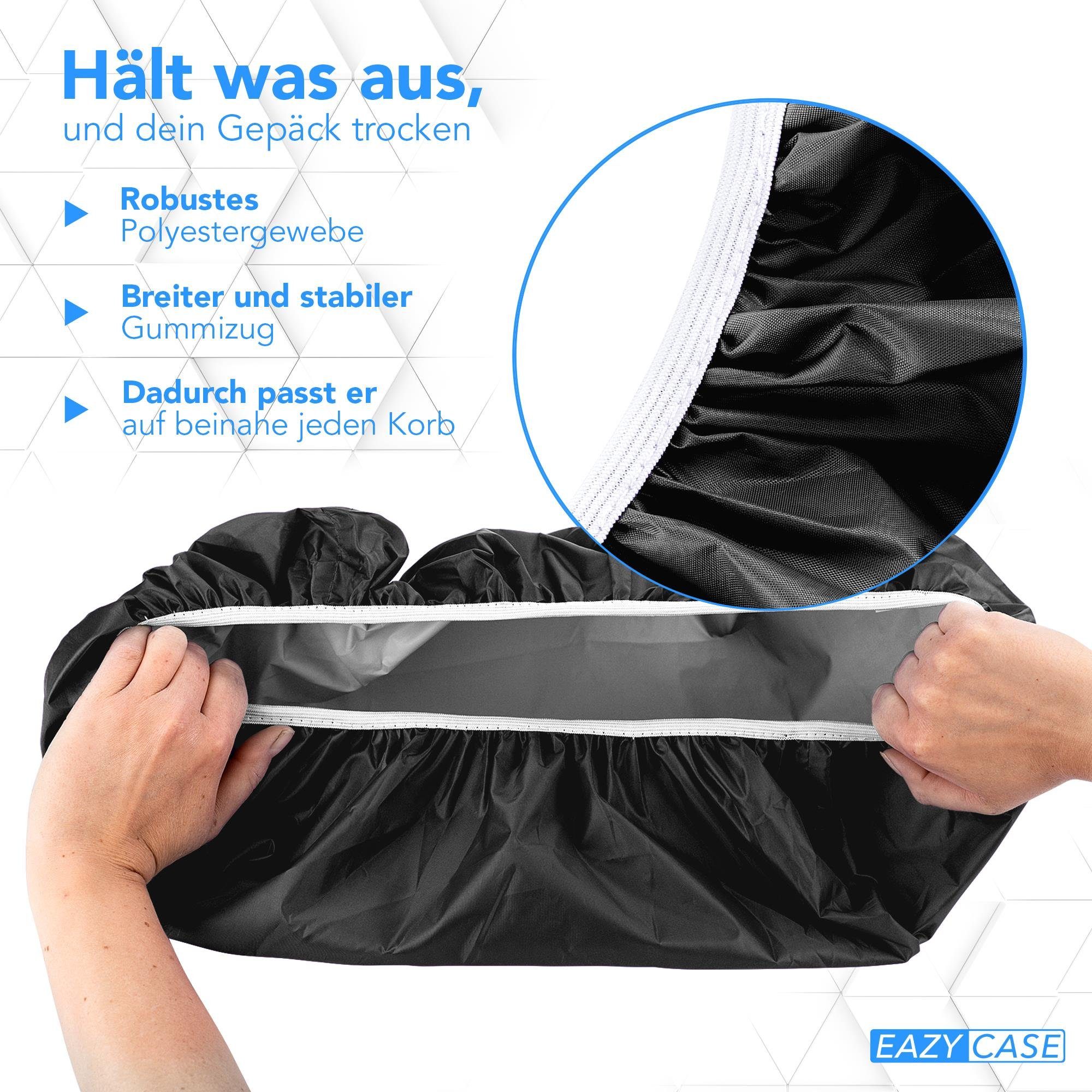 EAZY CASE Fahrradkorb Universal Regenschutz für Korb, Regenschutz Korbüberzug mit Gummiband Haube wasserabweisend Schwarz