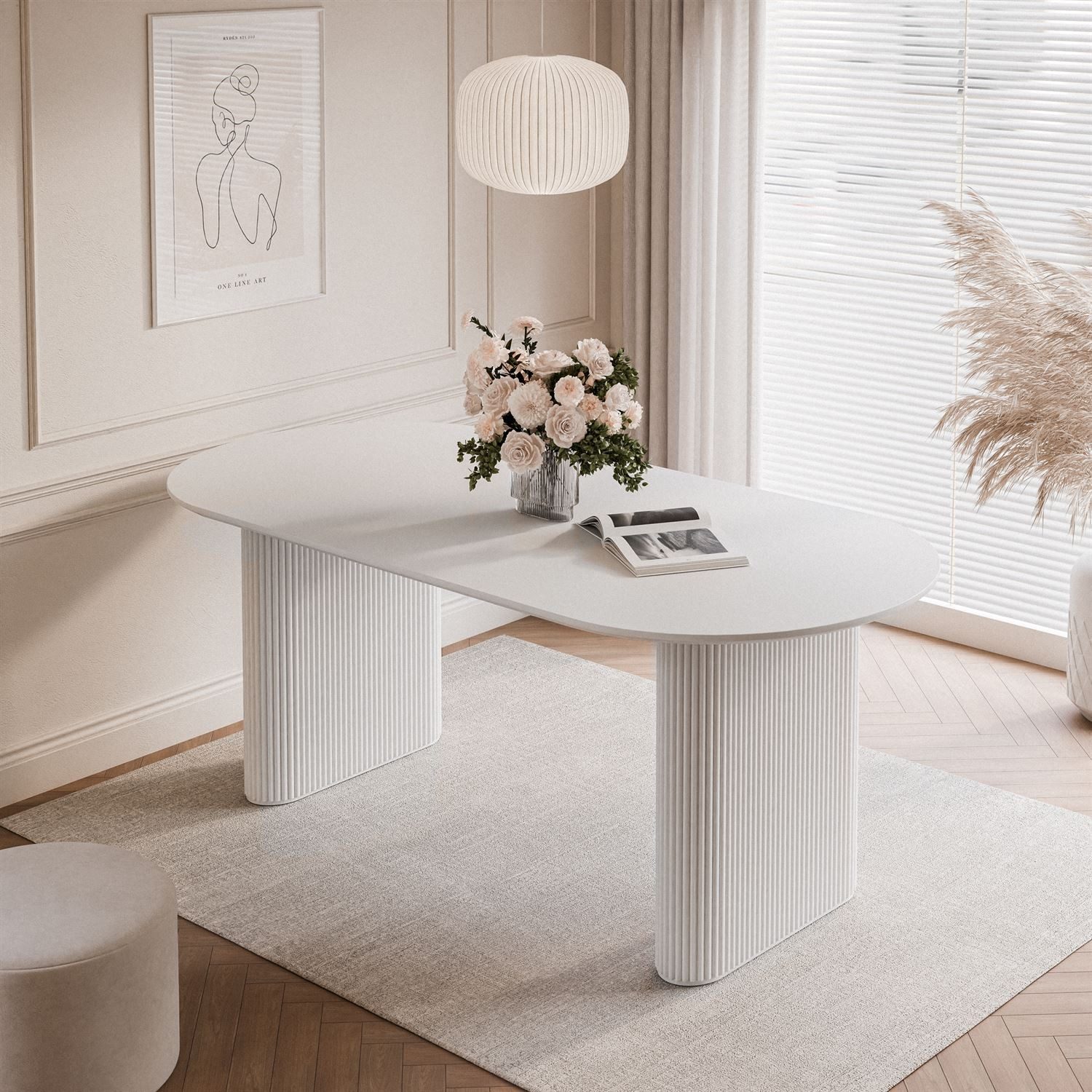 Lookway Esstisch OVI Tisch mit geriffeltem Gestell Hochglanz (1x Tisch), Breite: 180 cm