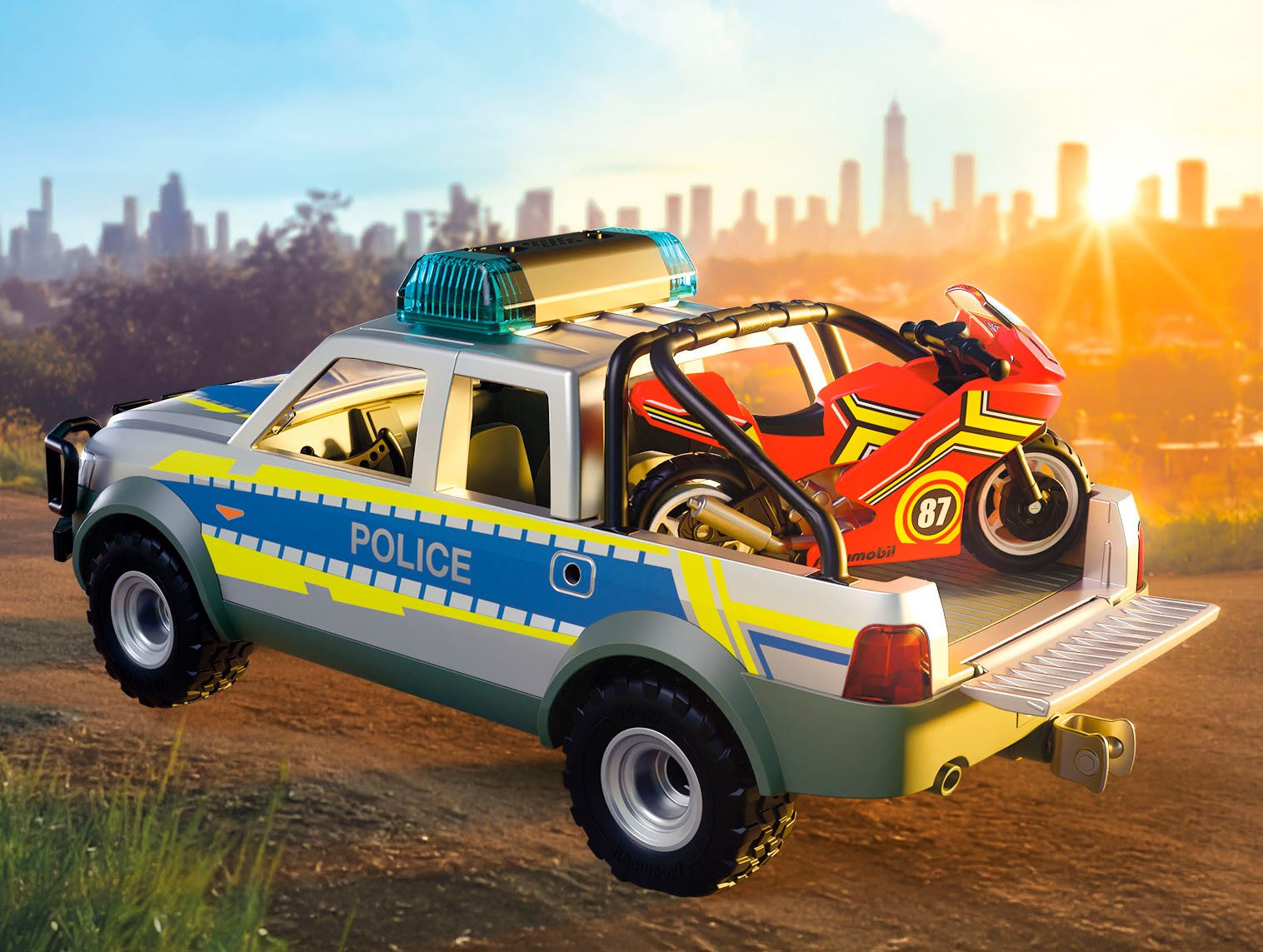 Playmobil® Verfolgungsjagd mit Polizei Pick-Up (71875), Action Heroes Konstruktions-Spielset, (39 St), mit Licht und Sound, Made in Europe – Bild 3 von 5