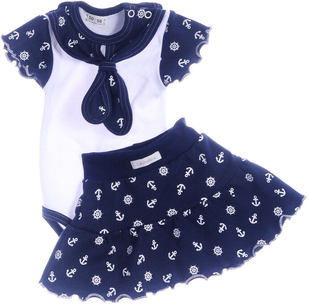 Body Kurzarmbody und Rock Baby Anzug in Blau mit Anker