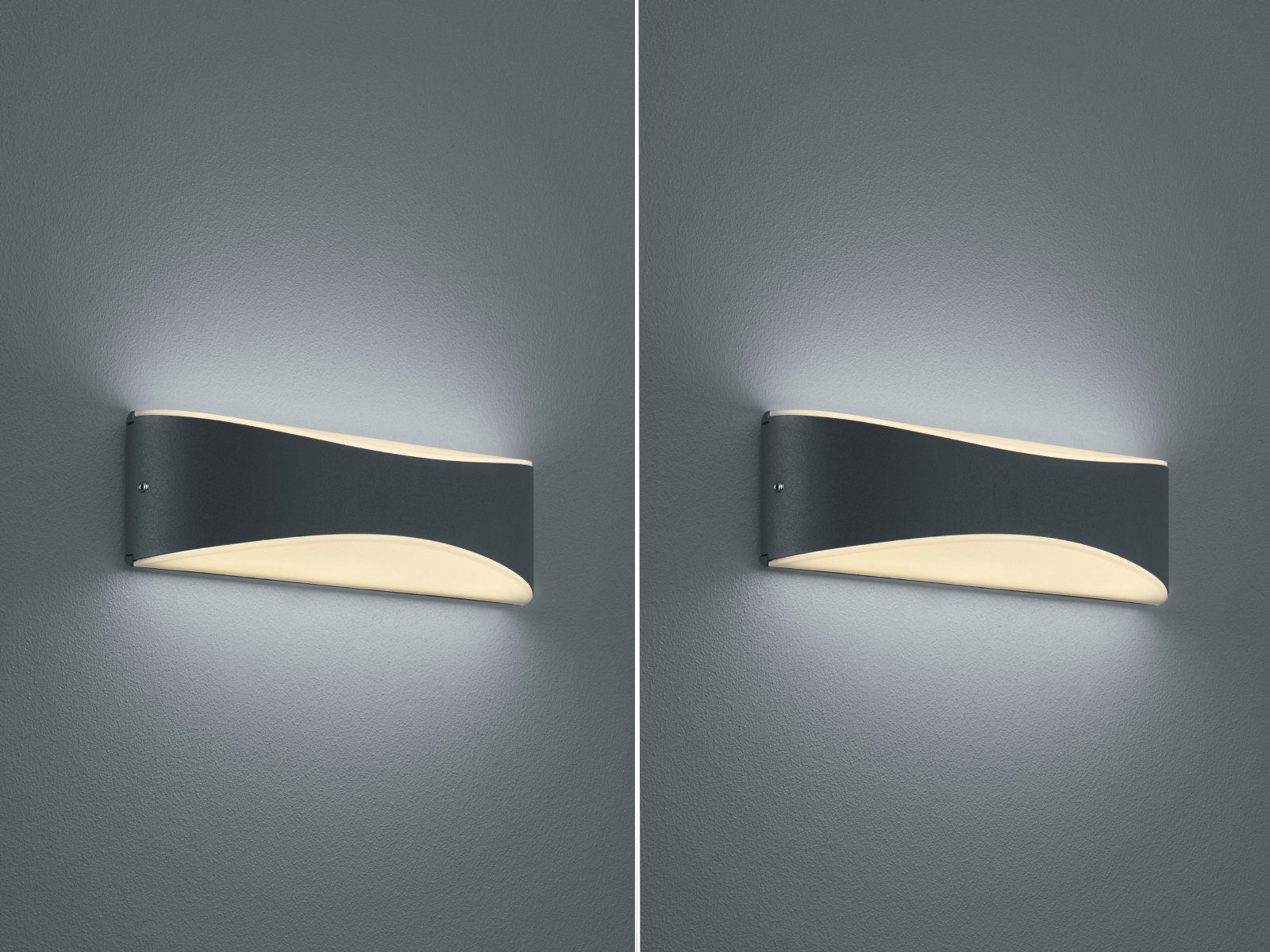 TRIO Leuchten LED Außen-Wandleuchte, LED fest integriert, Warmweiß, 2er-Set Fassaden-Beleuchtung Up Down für Hauswand, Anthrazit B: 23cm