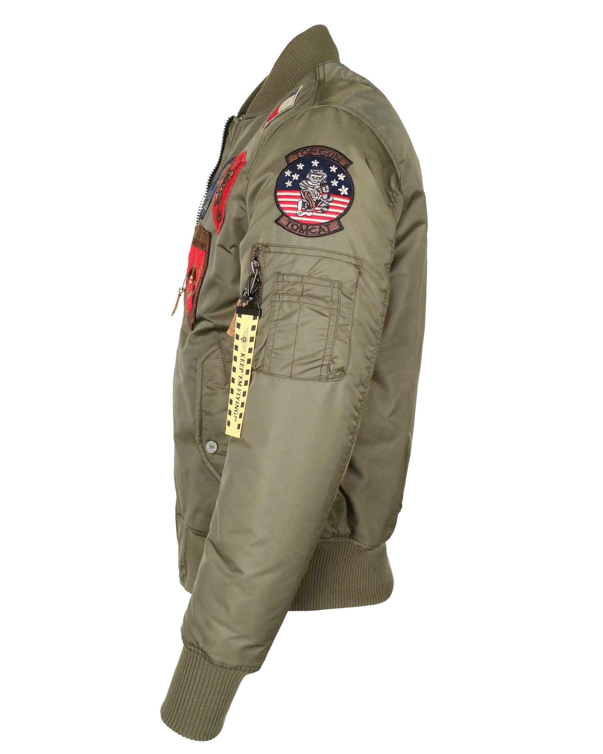 TOP GUN Bomberjacke im Pilotenstil mit Patches TG20191053 – Bild 3 von 5