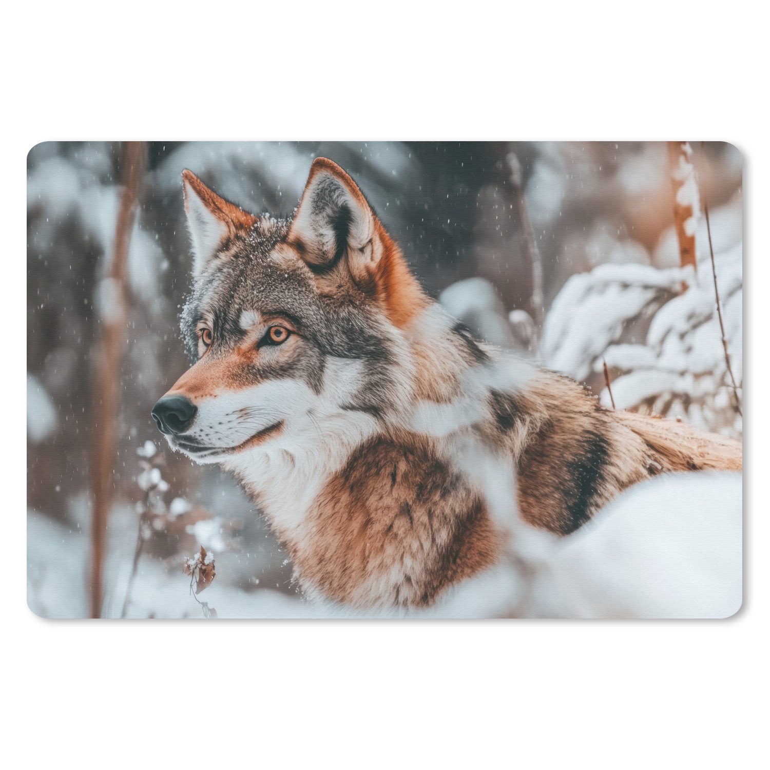 MuchoWow Mauspad Wolf - Schnee - Winter - Tiere - Natur - Schnee (1-St), Mouse pad Klein, Gaming Deko, PC Zubehör, 27x18 cm