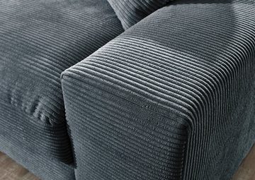 Iwaniccy Sofa SOFT, B 285 cm, Grau, Breitcord, mit 3 Rücken- und 3 Zierkissen