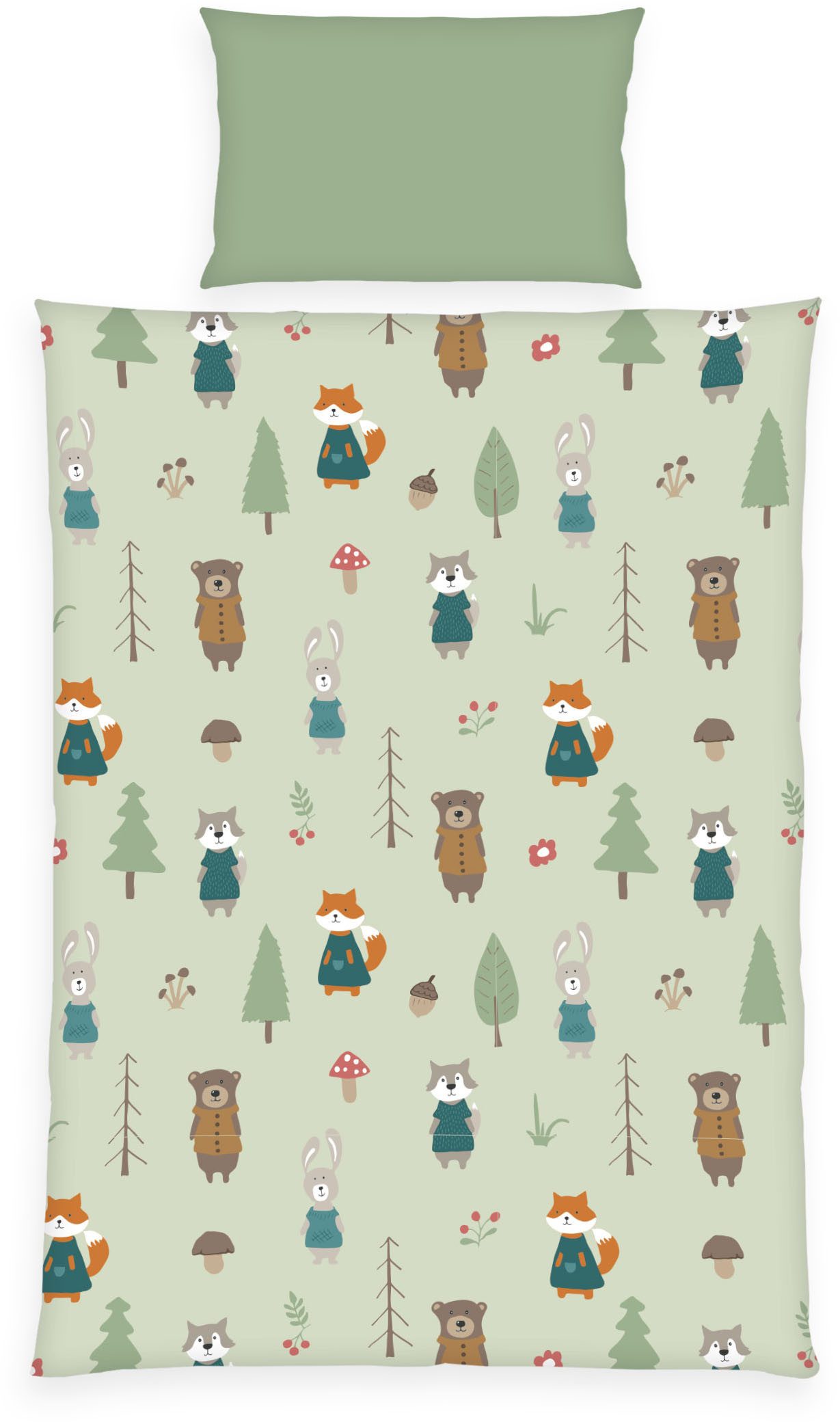 Baby Best Wendebettwäsche babybest Waldtiere, Flanell, 2 teilig, besonders kuschelig