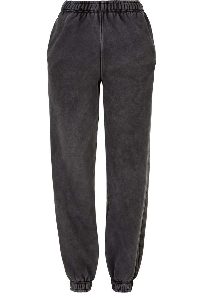 URBAN CLASSICS Funktionshose Ladies High Waist Stone Washed Sweat Pants Damen Jogginghose