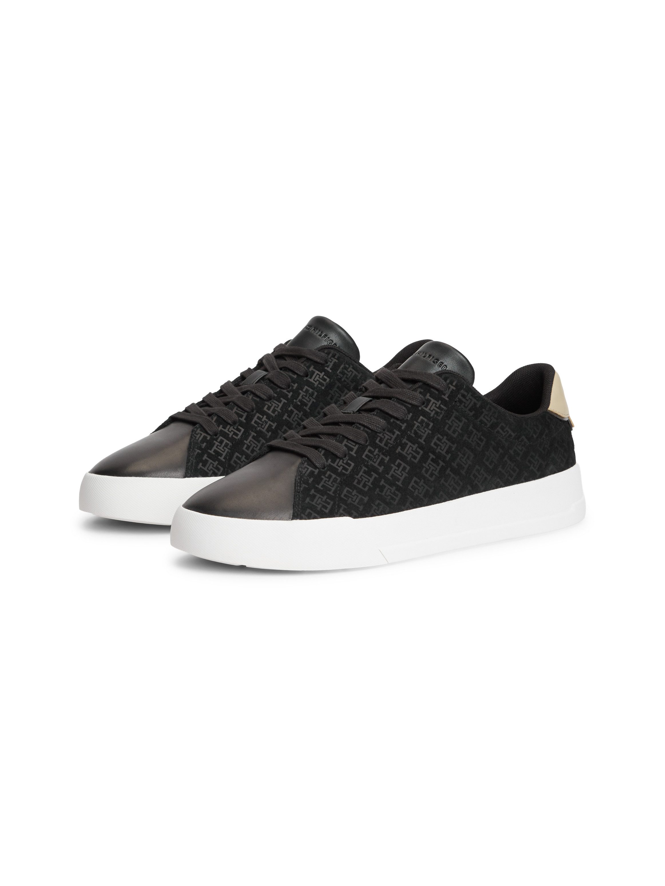 Tommy Hilfiger TH COURT LTH MIX MONOGRAM Sneaker Freizeitschuh, Halbschuh, Schnürer mit TH-Allover-Prägung