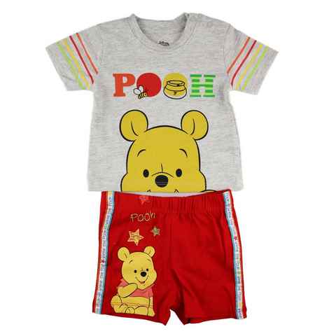 WINNIE POOH Kurzarmwickelbody Winnie der Pooh Baby Sommerset T-Shirt plus Shorts Gr. 62 bis 86