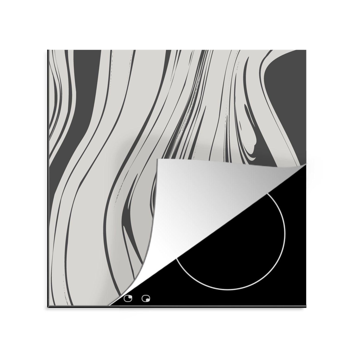 MuchoWow Herdblende-/Abdeckplatte Marmor - Eisen - Muster, Vinyl, (1 tlg), 78x78 cm, Ceranfeldabdeckung, Arbeitsplatte für küche