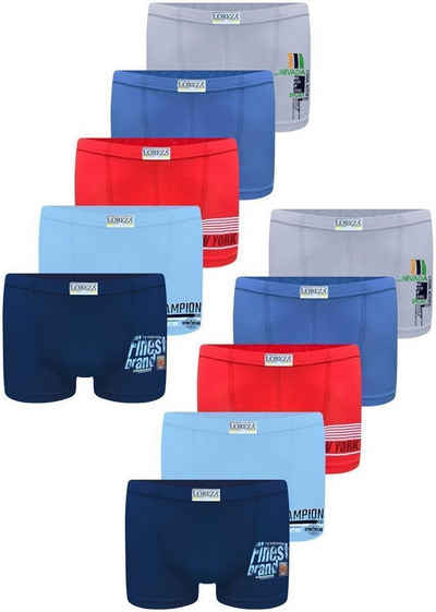 LOREZA Boxershorts 10 Jungen Boxershorts Unterhosen aus Baumwolle 92-170 (Spar-Packung, 10-St)