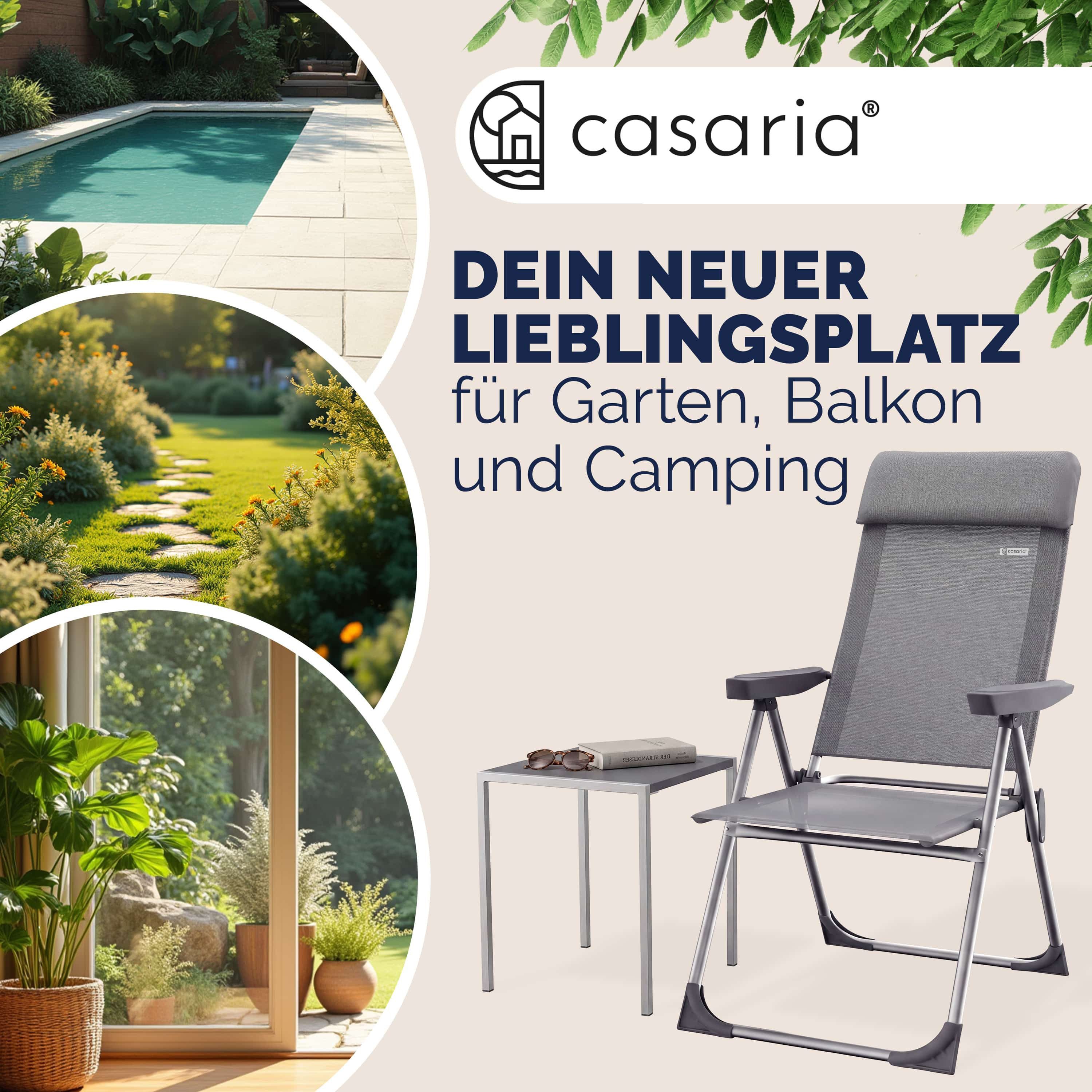 Casaria Gartenstuhl (4 St), Klappbar 4er Set 7-fach Verstellbar Alu mit hoher Rückenlehne