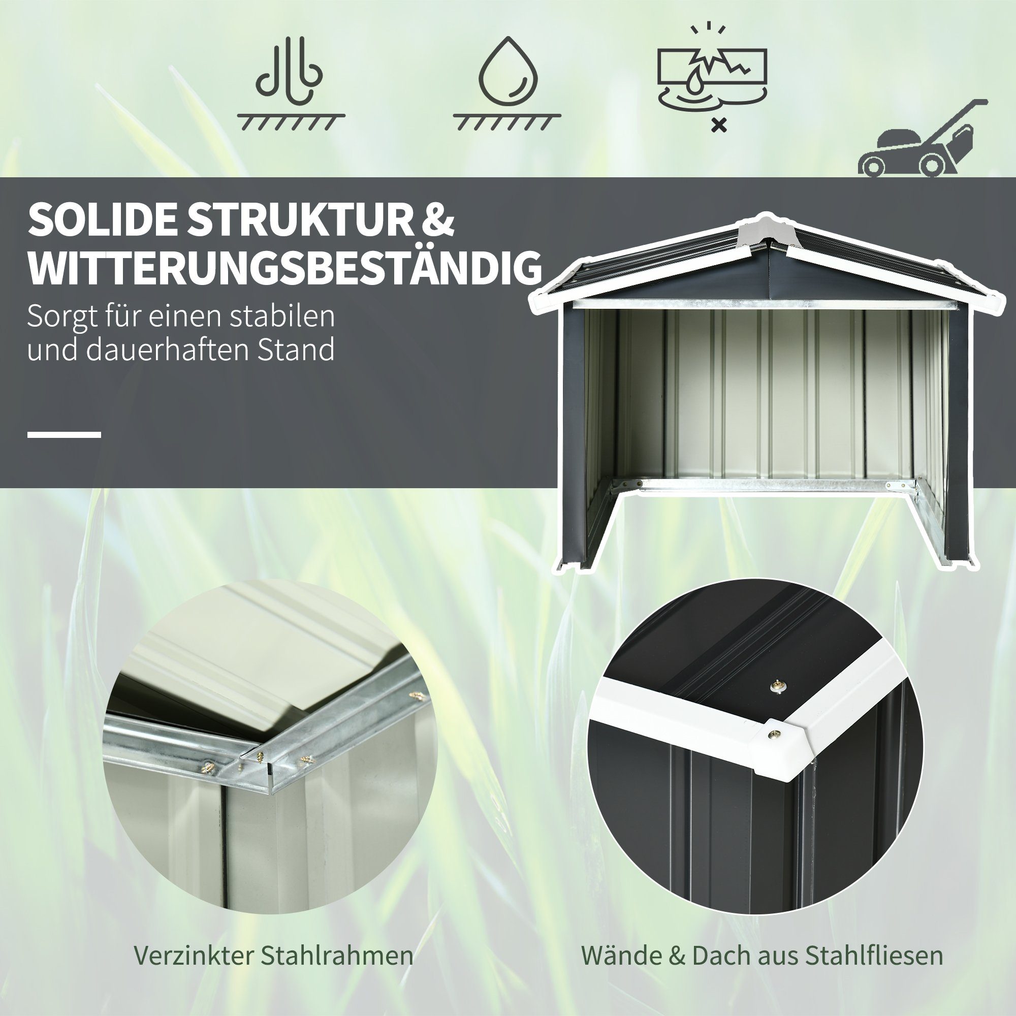 Outsunny Mähroboter-Garage Metallschupp...