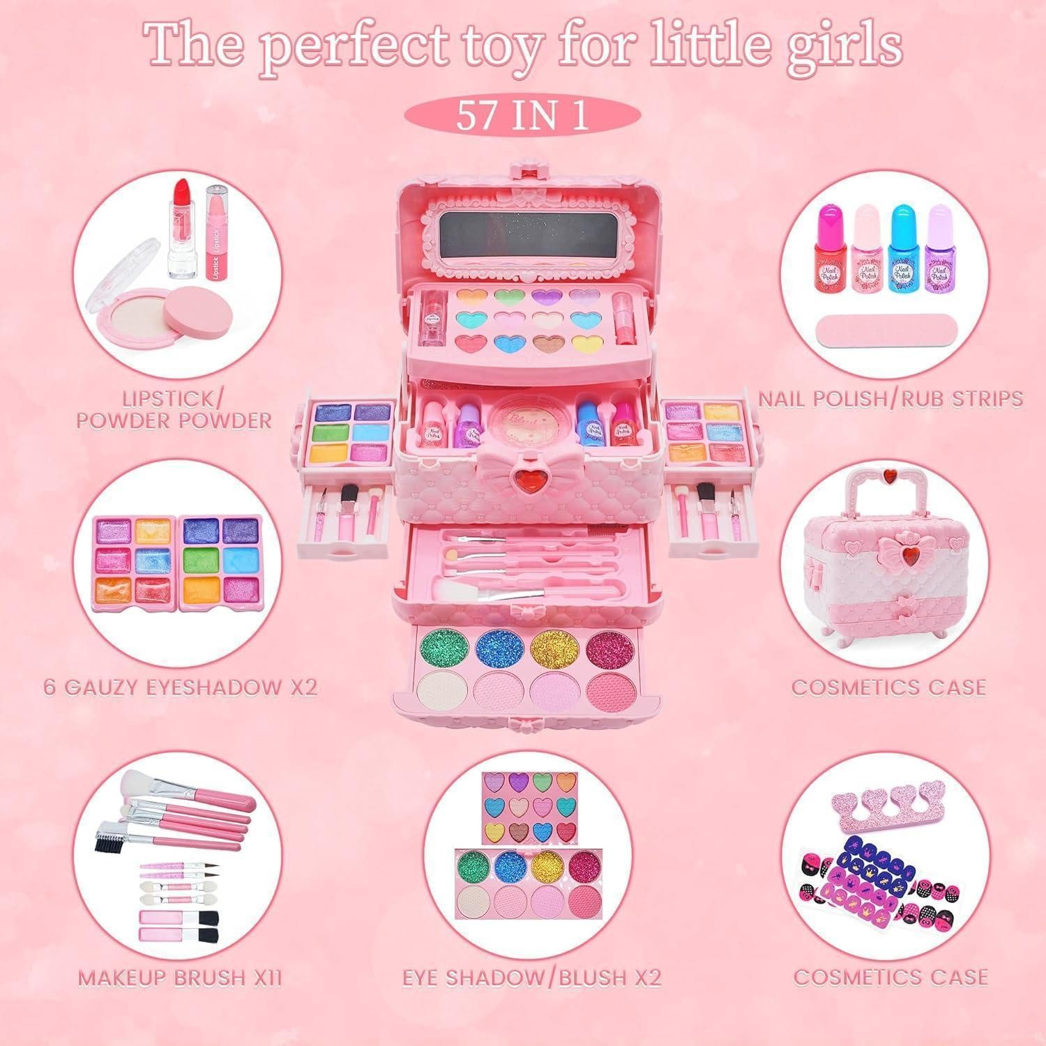 LuxusKollektion Theaterschminke Schminkset 57pcs Rosa und hellrosa Kinder Make-up Spielzeug