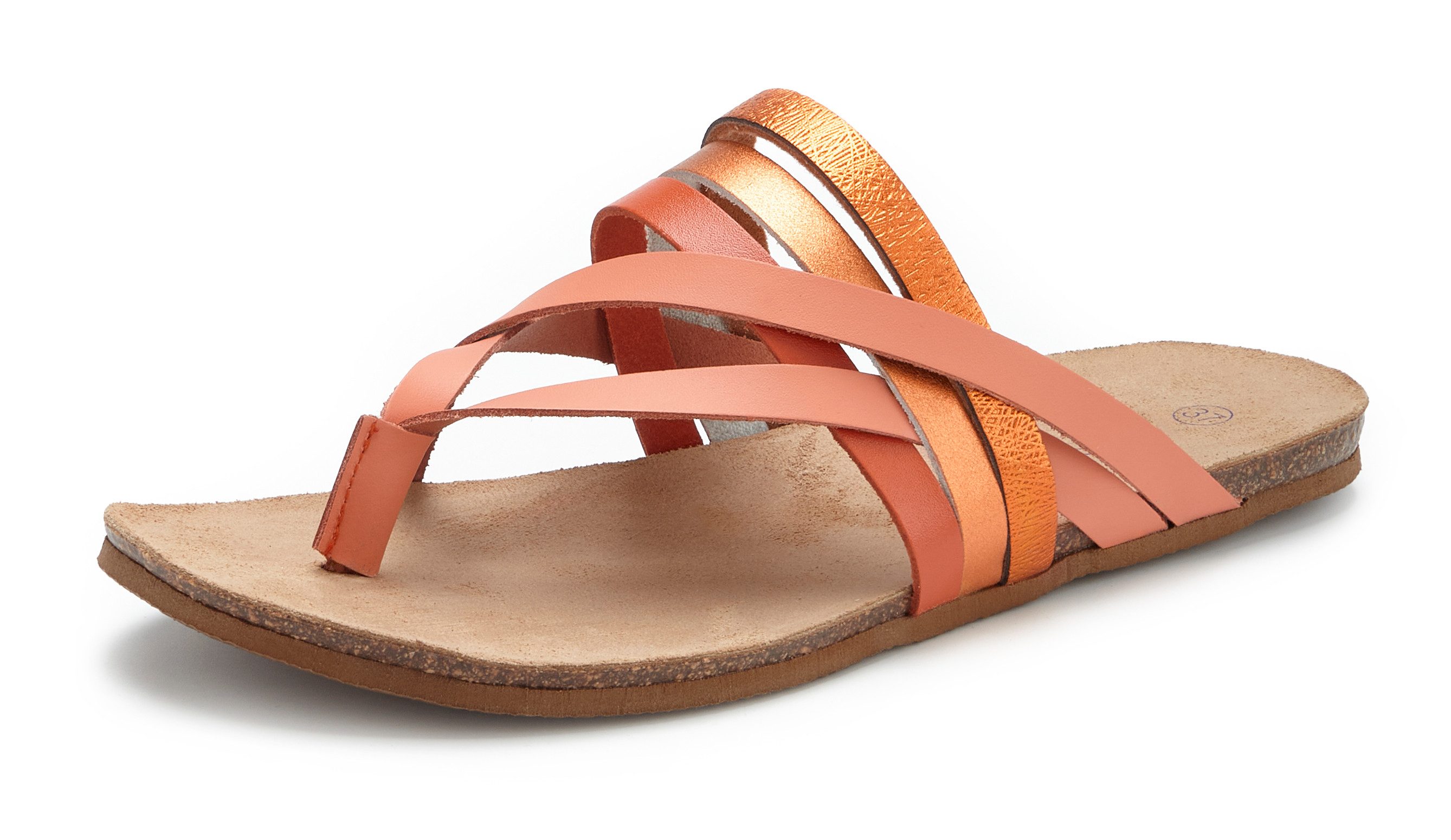 LASCANA Sommerschuh, offener Schuh, Pantolette, Sandale, Zehentrenner aus Leder mit Korkfußbett