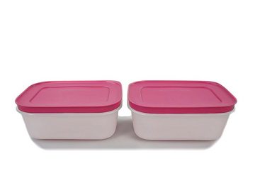 TUPPERWARE Frischhaltedose Eis-Kristall 450 ml weiß/pink (2) + SPÜLTUCH