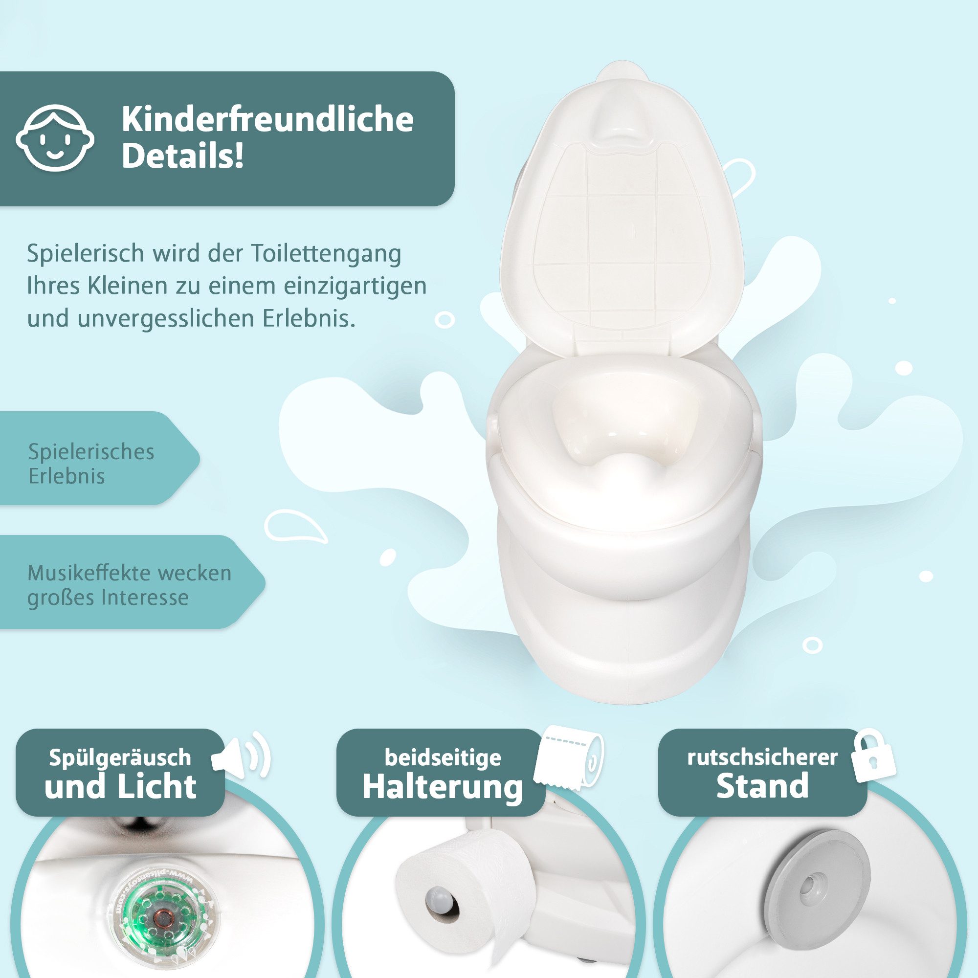 Lemodo Töpfchen Töpfchen mit Spülgeräusch und verschiedenen Tiermotiven
