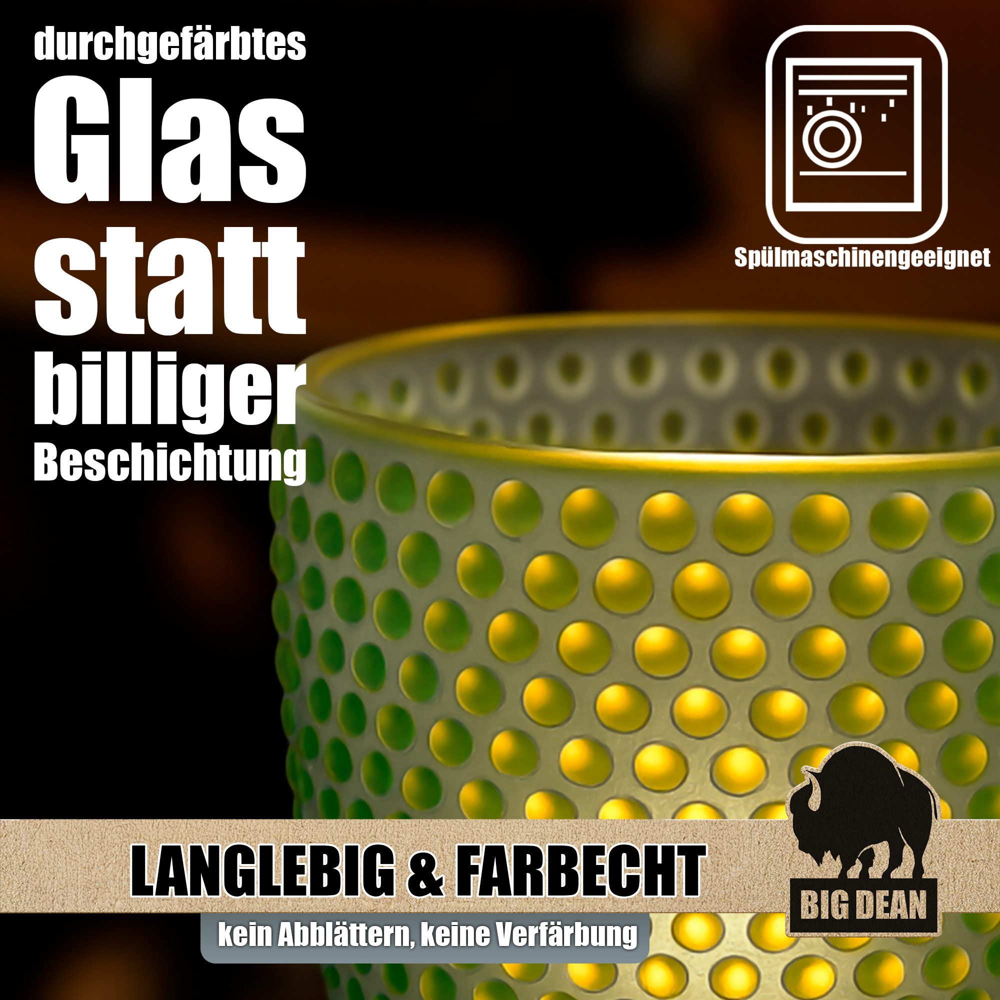 BigDean Teelichthalter Windlicht Glas grün Teelichthalter 6er Set Teelichthalter (Set, 6 St., Teelichthalter), Teelicht aus Glas mit dem gewissen Flair – Bild 4 von 5