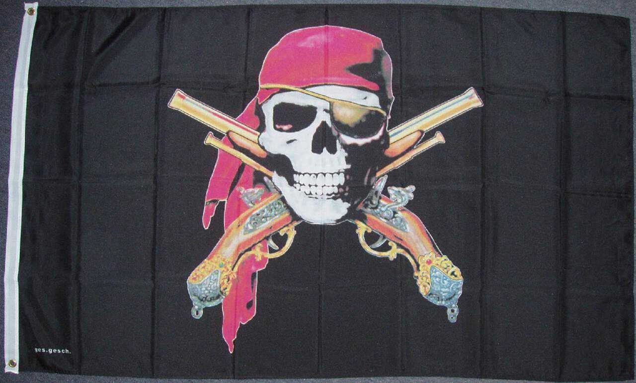 flaggenmeer Flagge Pirat mit Pistolen 80 g/m²