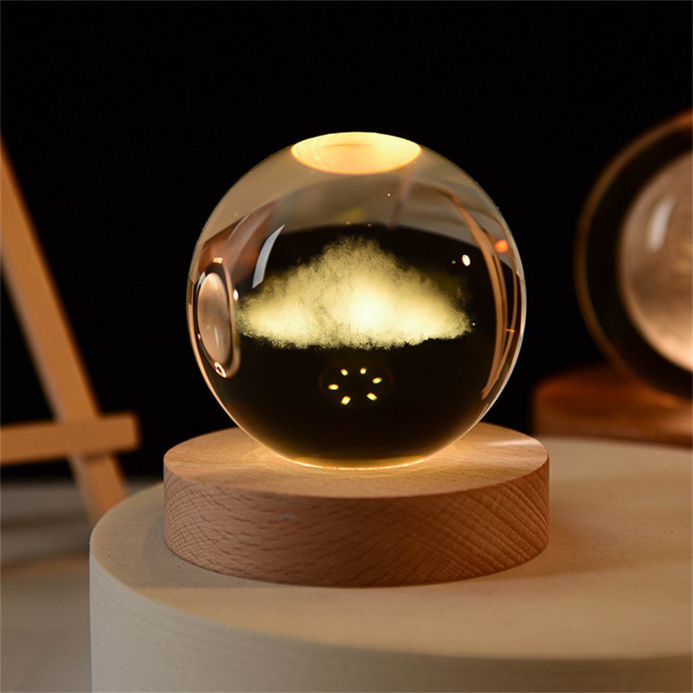 DAYUT LED Nachtlicht 6cm planet Nachtlicht Dekoration Desktop Wolken Kristall Kristall 3d kugel