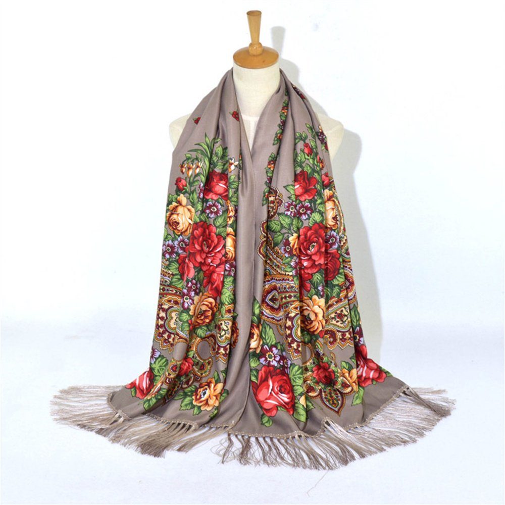 BEüACC Modeschal Damen Schal, Ethnischen Stil Twill Baumwolle quadratischen Schal Khaki | Modeschals