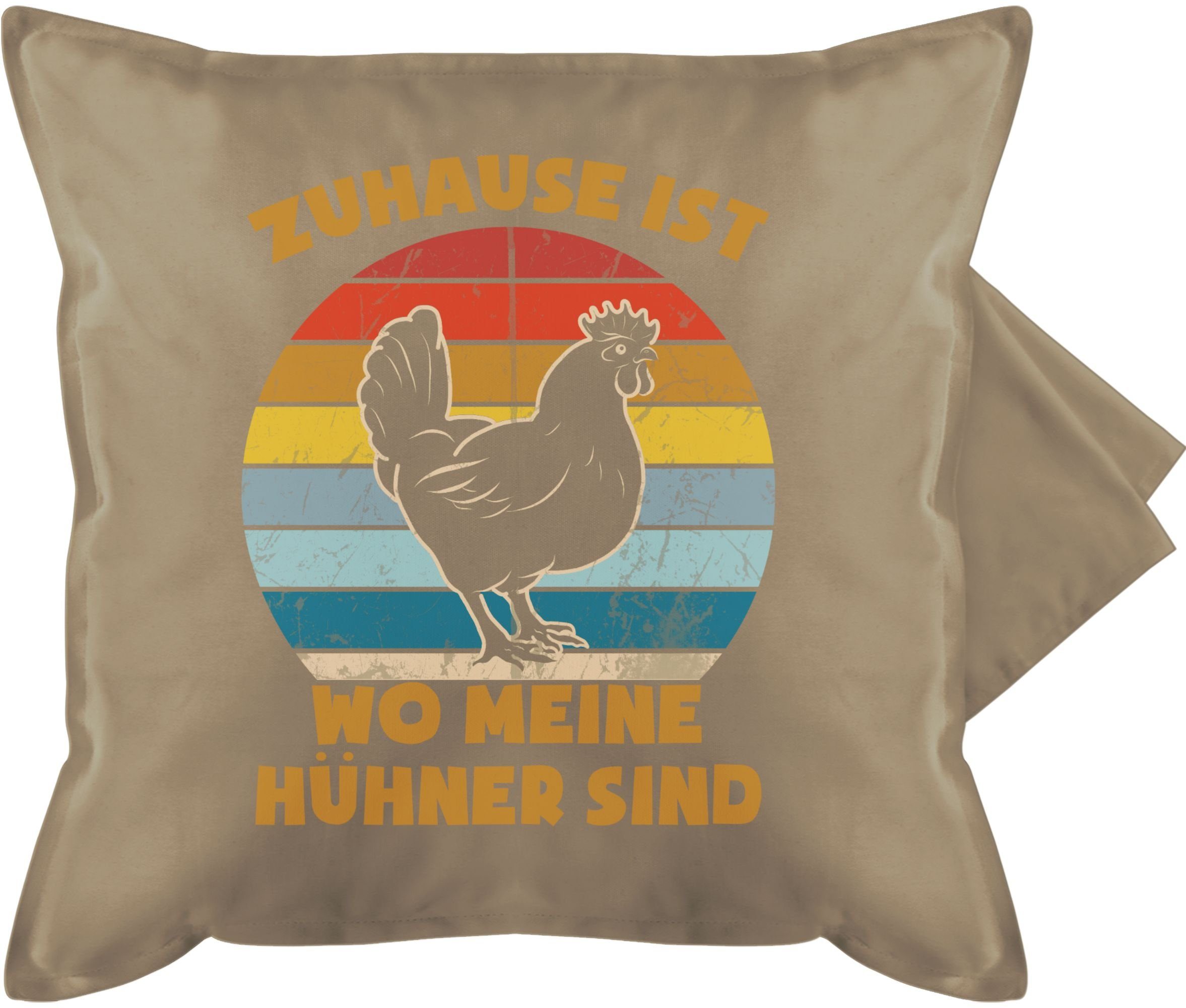 Spruch ist Hühner meine Zuhause Shirtracer Stück), (1 wo Deko-Kissen mit Kissenbezüge - Vintage, sind