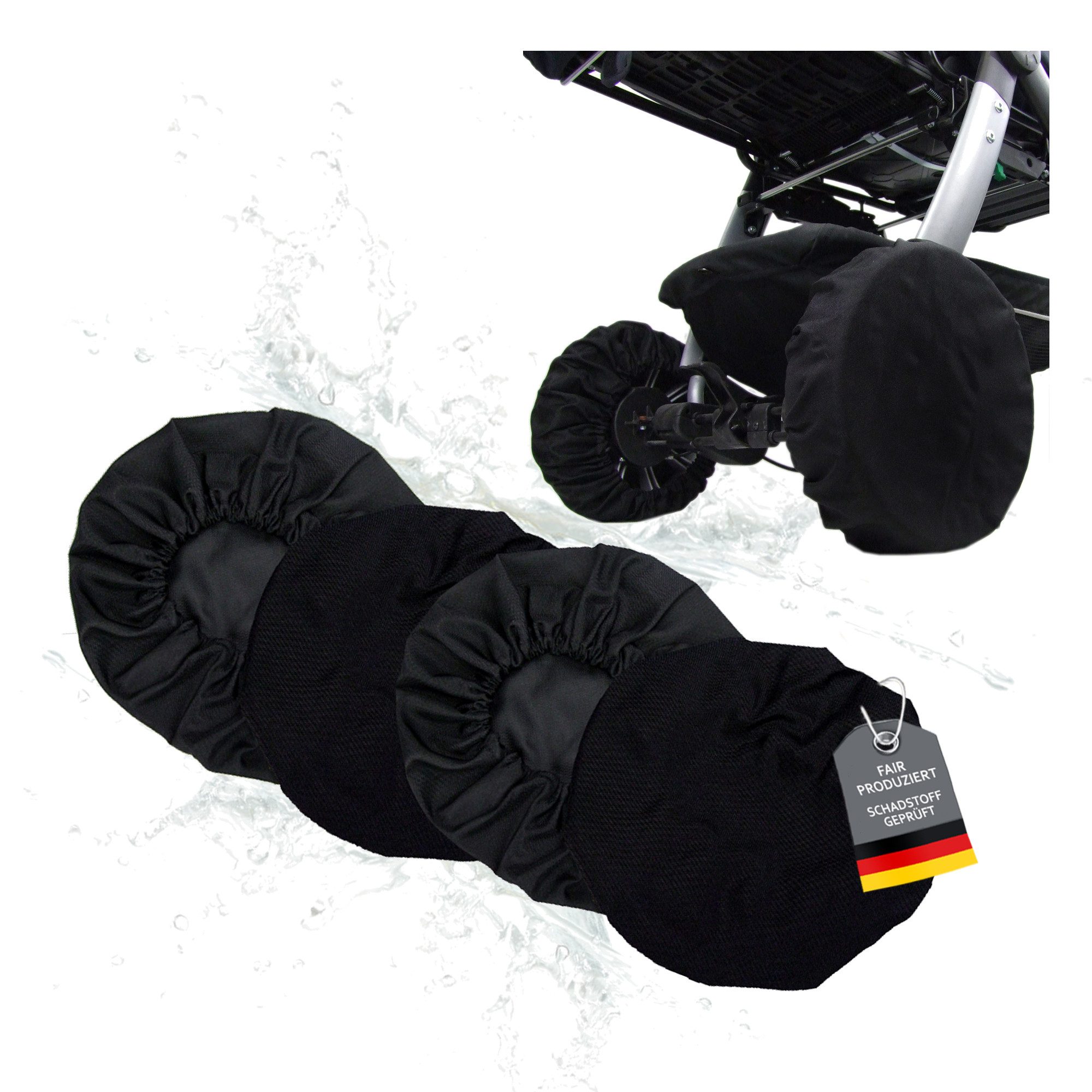 BambiniWelt by Rafael K. Kinderwagen-Reifendecke Radschutz Reifentaschen Schutzhülle für Kinderwagen Buggy universal, 4-Stück, Reifenschutz, schützt vor Schmutz im Kofferraum usw.