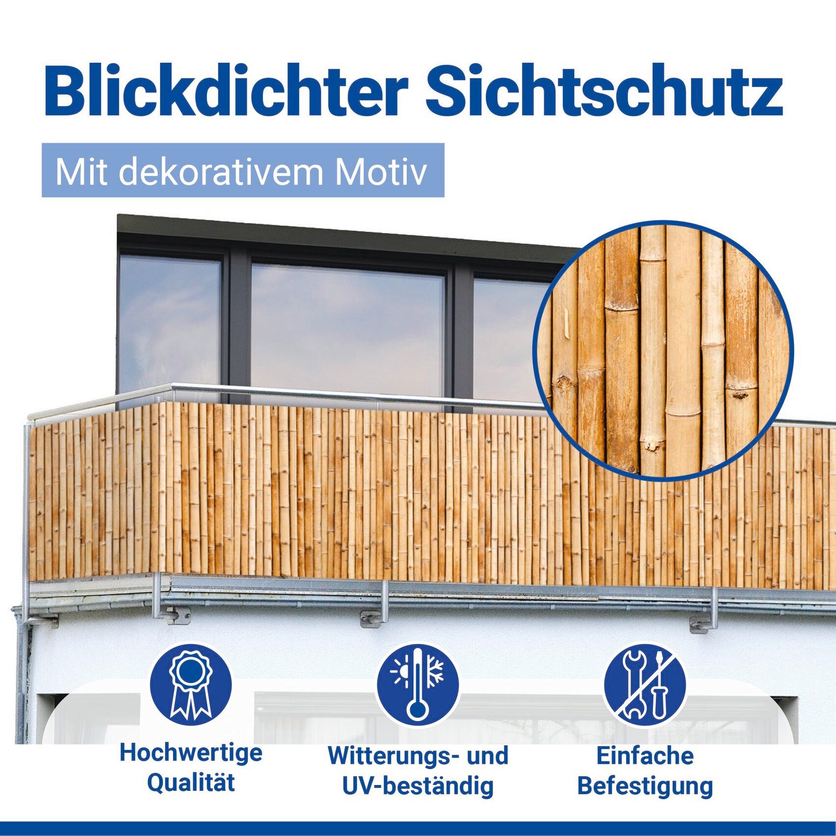 Maximex Balkonsichtschutz verschiedene Motive 5 m, UV- und witterungsbeständig, schnelltrocknend und reißfest – Bild 4 von 5