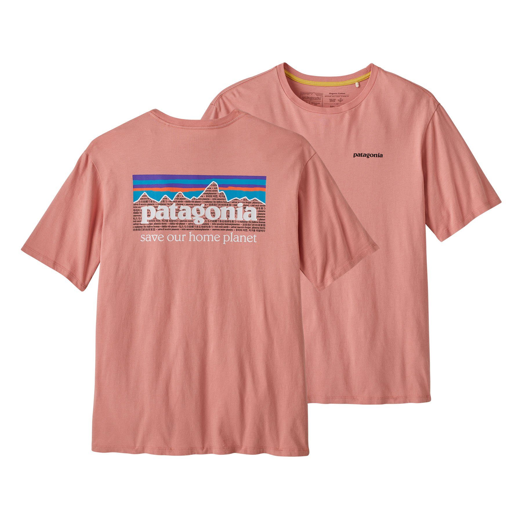 Patagonia T-Shirt Patagonia Adult Herren sunfade Organic P-6 T-Shirt pink Mission