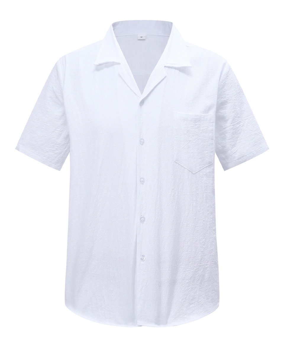 Allthemen Kurzarmhemd Herren Vintage Kubanerkragen Kurzarmhemd Freizeithemd lockerer