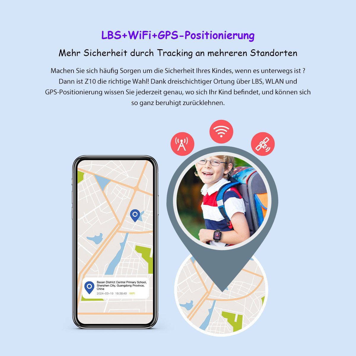 blackview Z10 Kinderuhr mit GPS und 4G, Installierbare APP Smartwatch (1,83 Zoll), 1,83", 8GB, GPS+LES+WiFi, 4G-LTE, IP67, SOS, Bluetooth – Bild 3 von 5