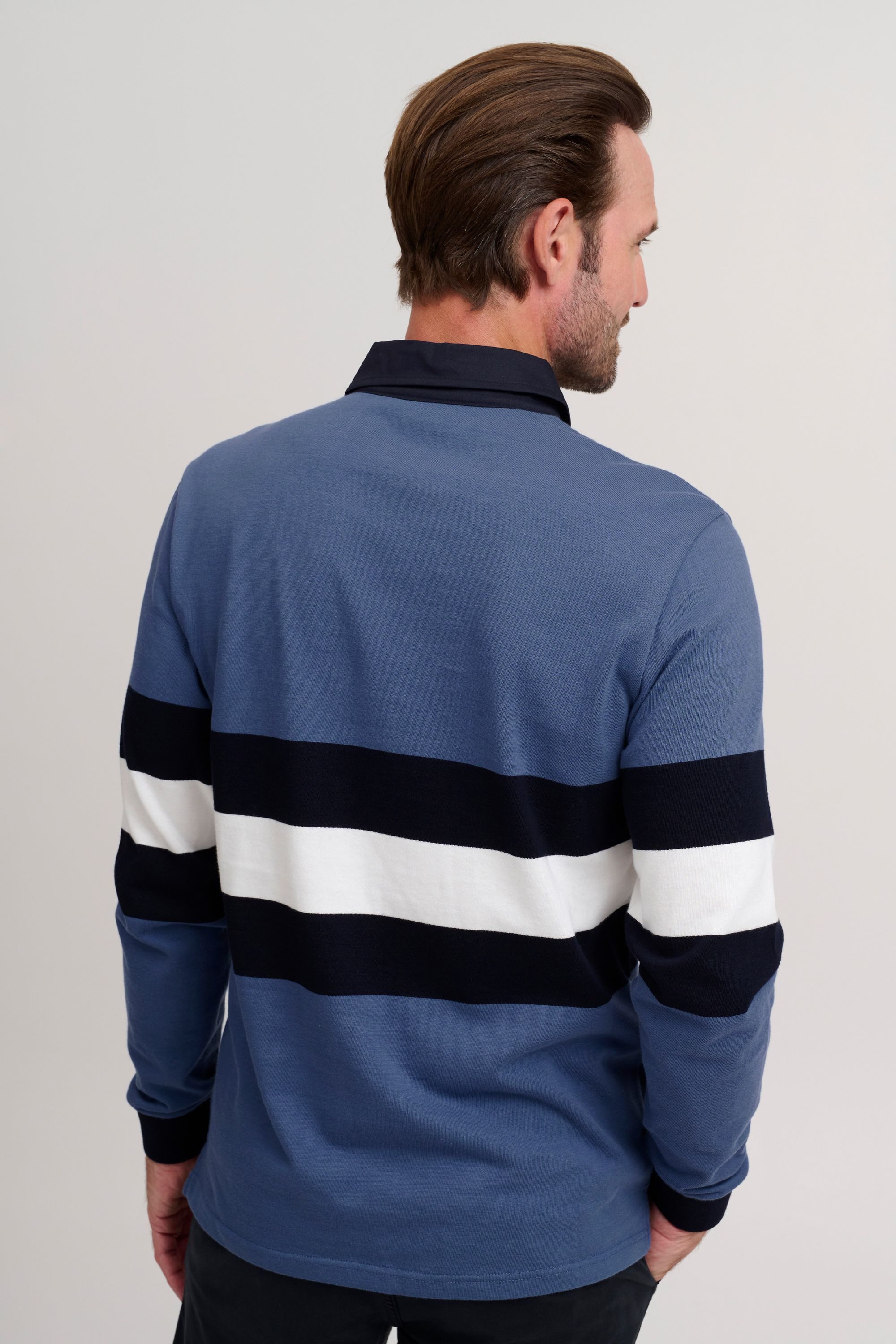 FQ1924 Langarm-Poloshirt FQMikkael Modisches Langarmshirt mit Streifen-Muster