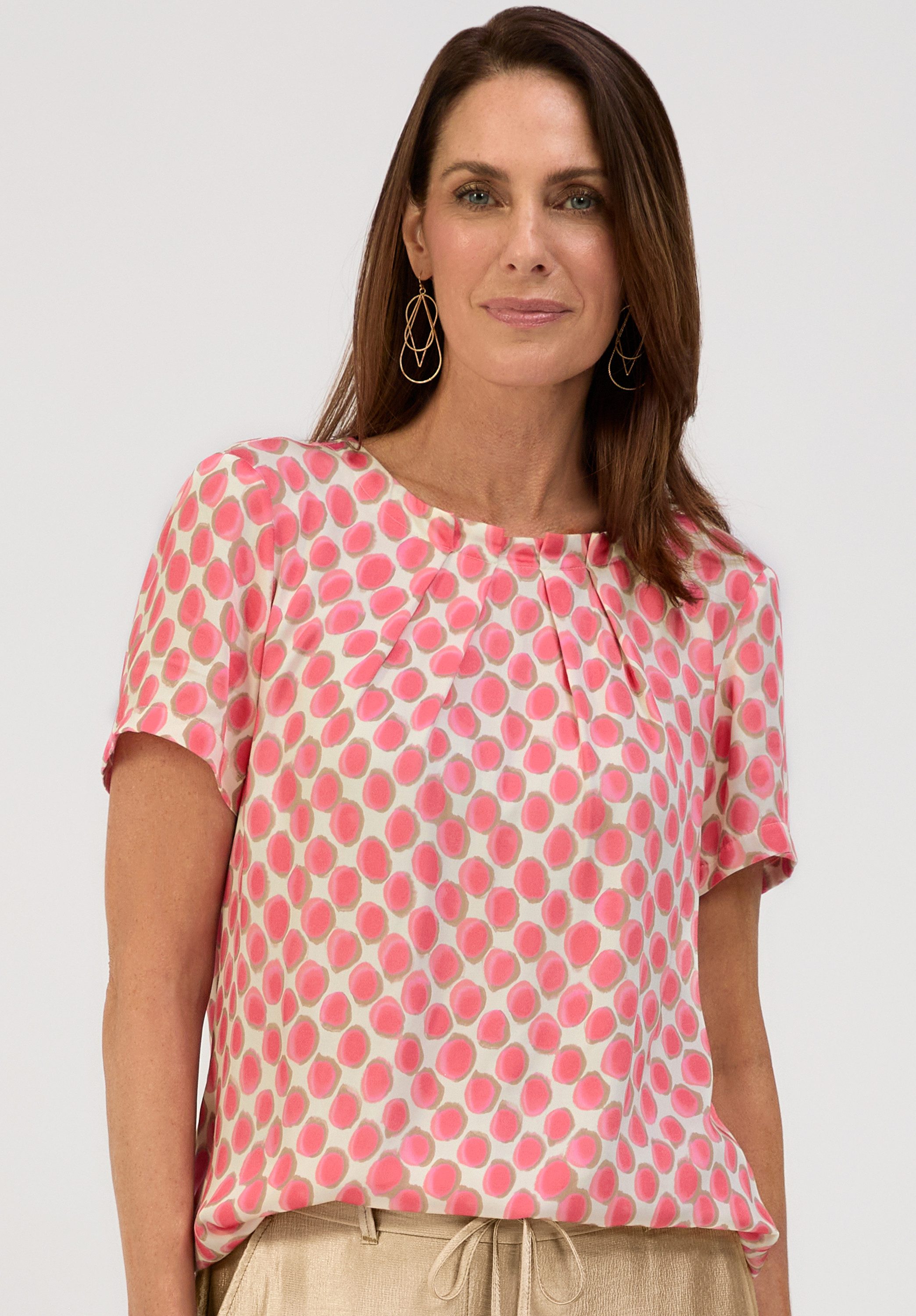 bianca Druckbluse DARIN mit grafischem Punkt-Dessin in Trendfarbe