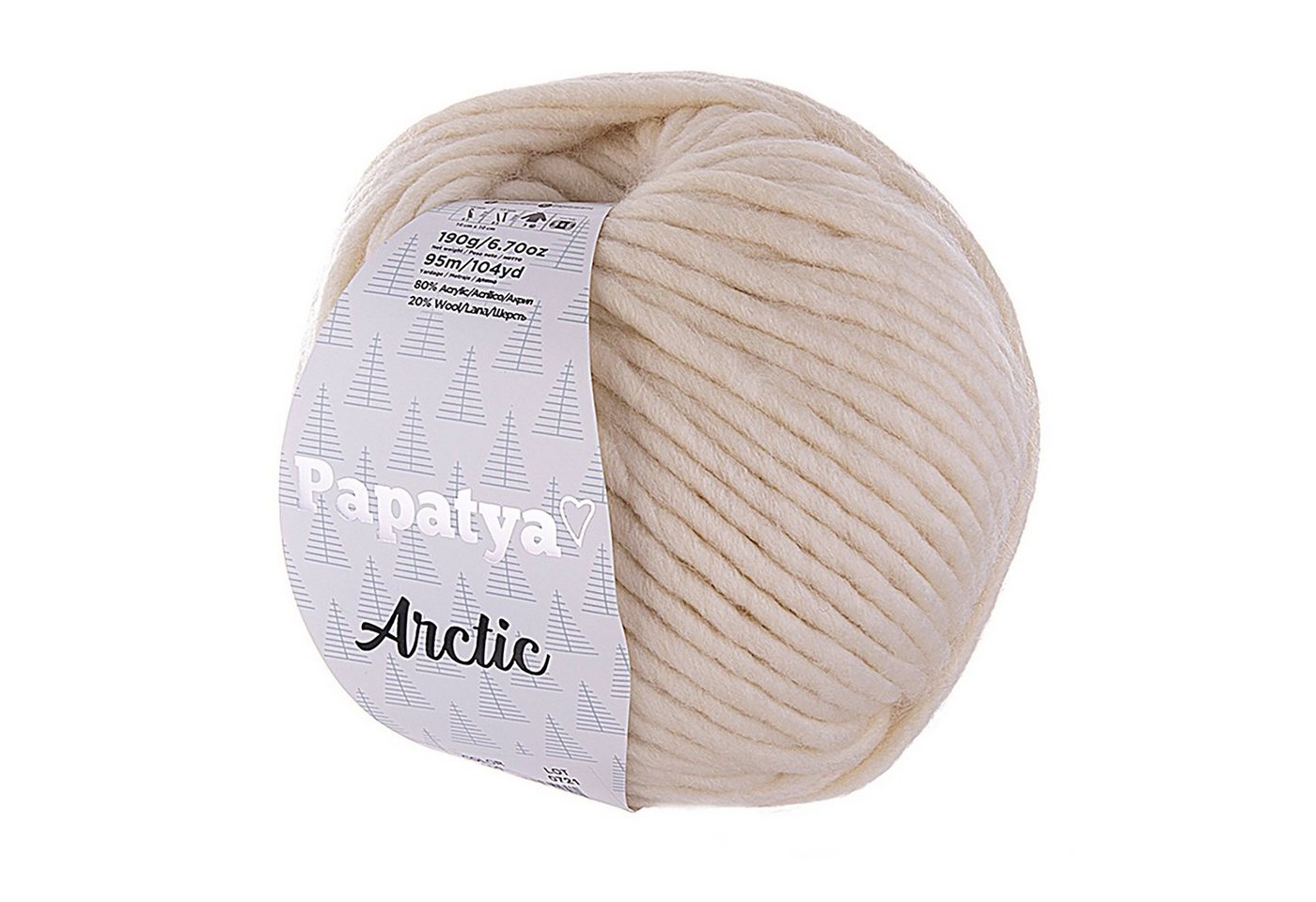 Thumbnail - maDDma 2 x 190g Papatya Arctic Winter-Garn Häkelwolle, 95 m, 100 creme