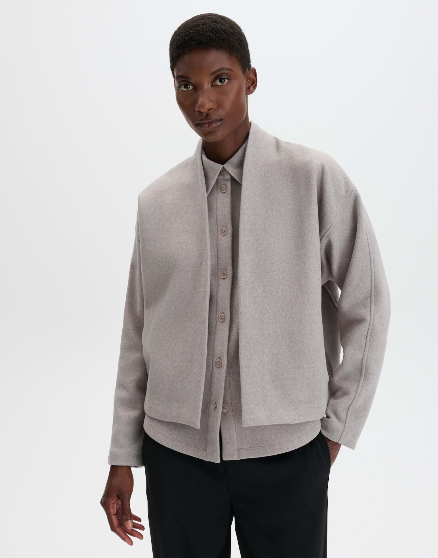 someday Sweatjacke Unida aus weich gebrushtem Sweat Weite O-Silhouette mit offener Front und angerauter Haptik