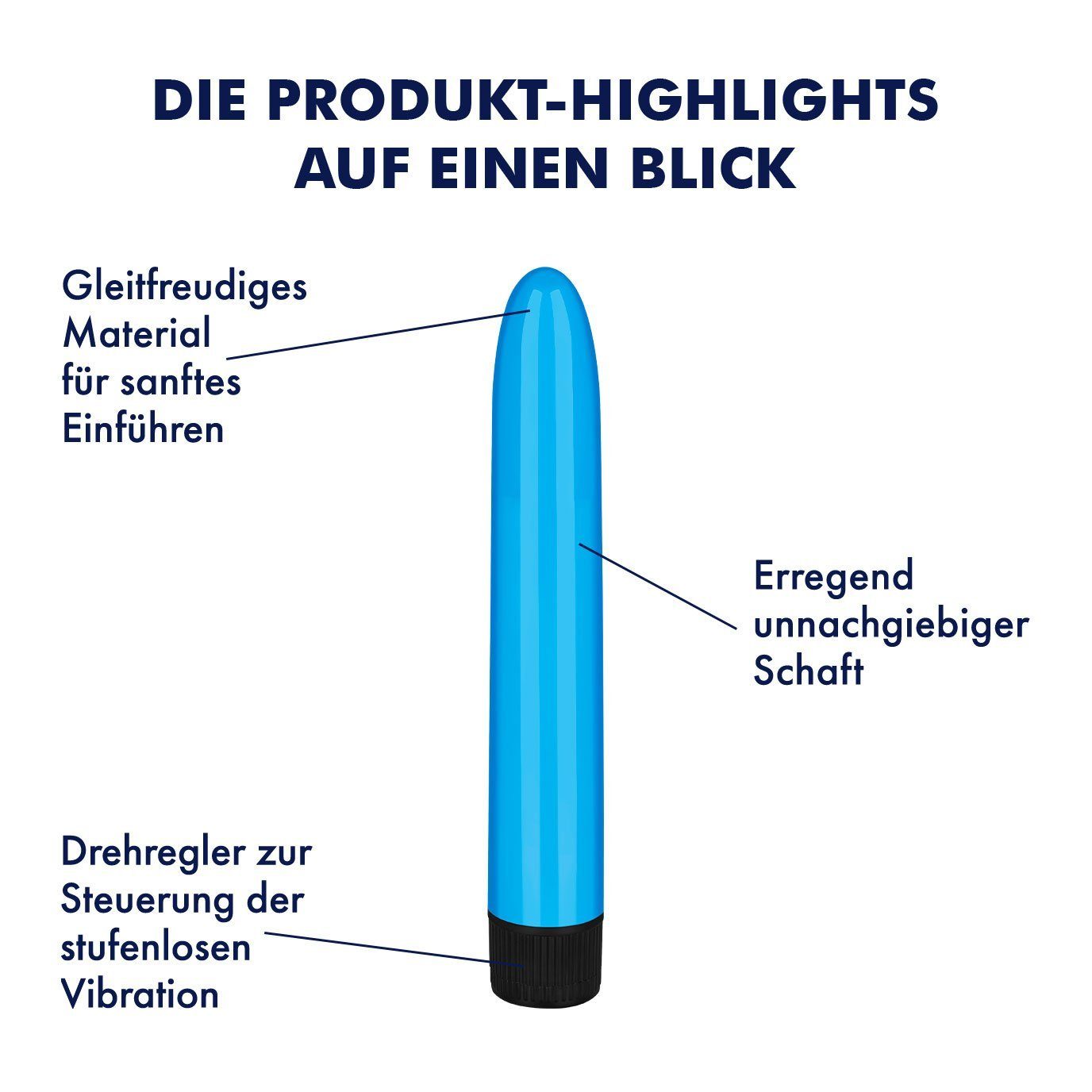 EIS Auflege-Vibrator 17,5 'Kraftvoller hellblau Vibrator, cm', gleitfreudig EIS (IPX7), wasserdicht