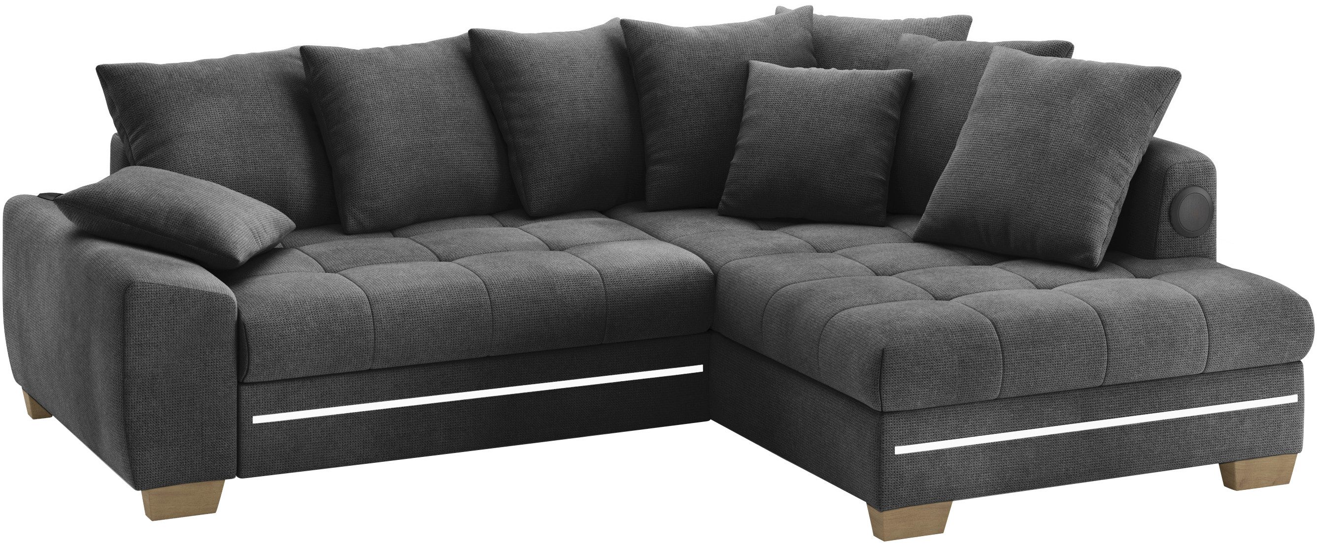 Mr. Couch Ecksofa Nikita II, L-Form, RGB-LED, Bluetooth-Soundsystem, wahlweise mit Bett, Bettkasten