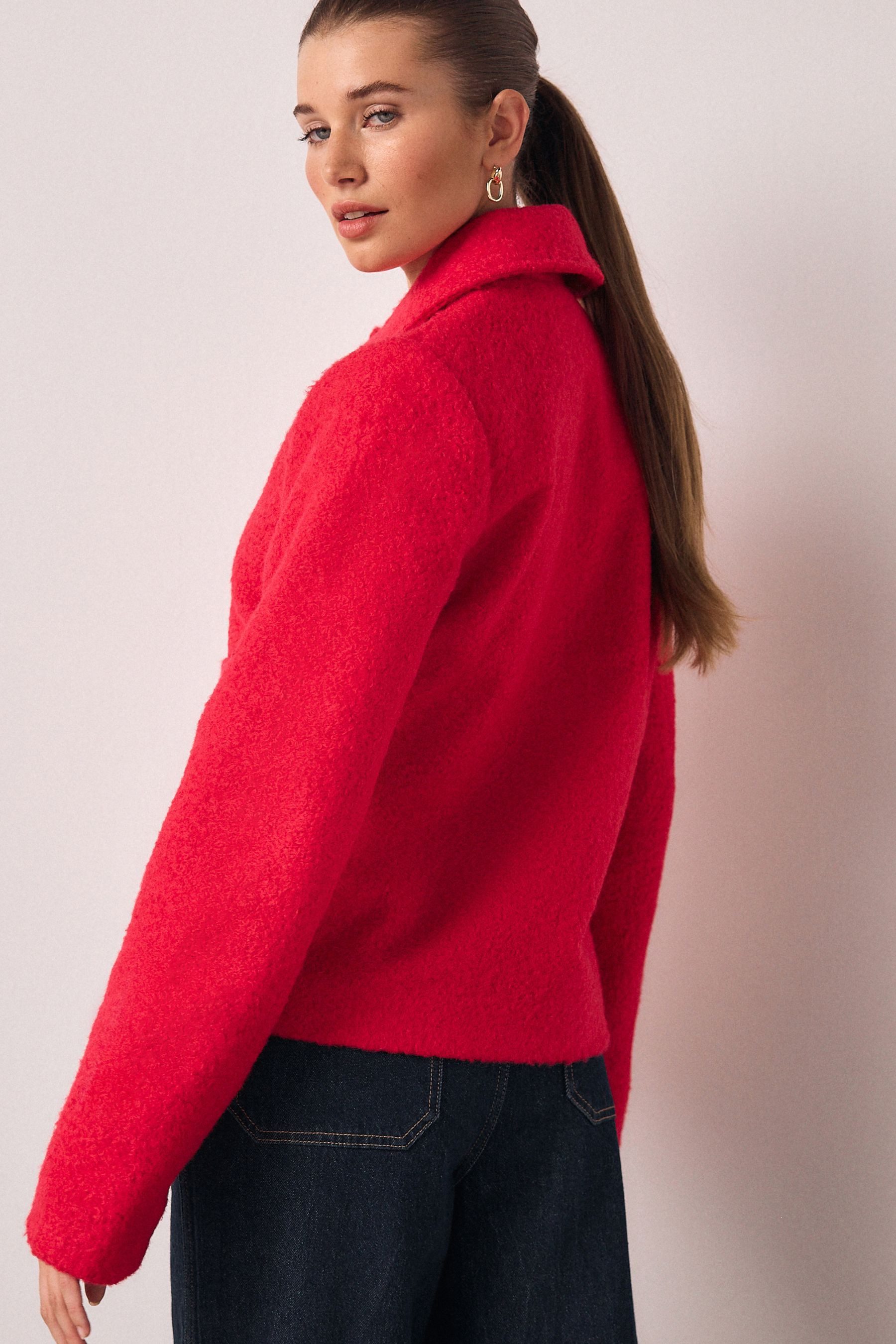 Next Kurzmantel Strickjacke mit Knöpfen und Kragen (1-tlg)