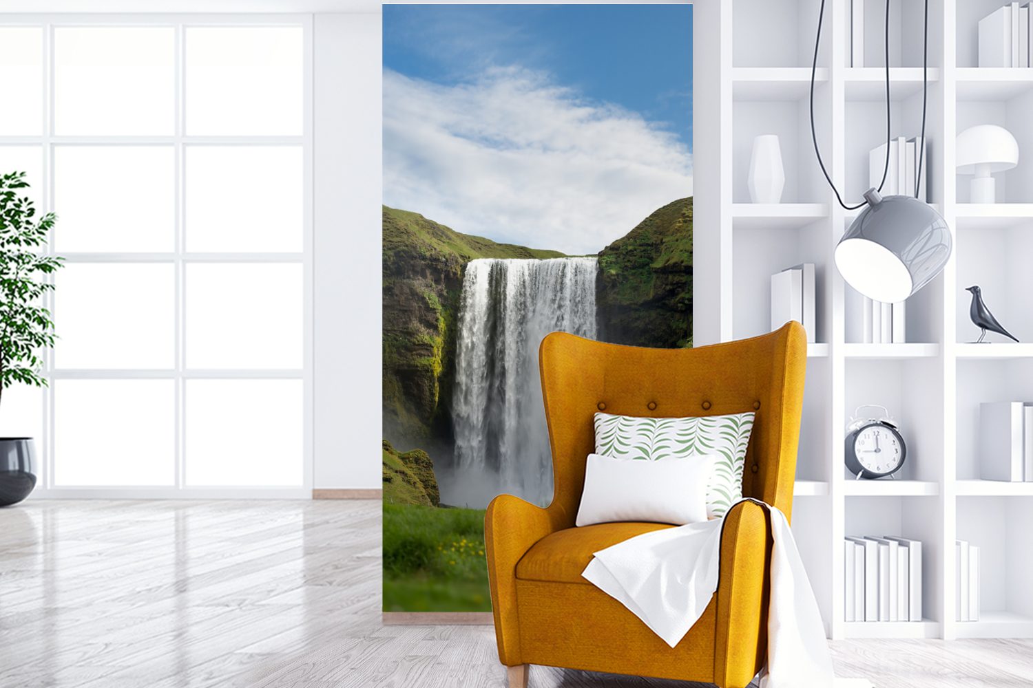 Vliestapete bedruckt, Schlafzimmer - - Wohnzimmer Natur, Küche, MuchoWow Fototapete für Matt, (2 Wasserfall St), Fototapete Island