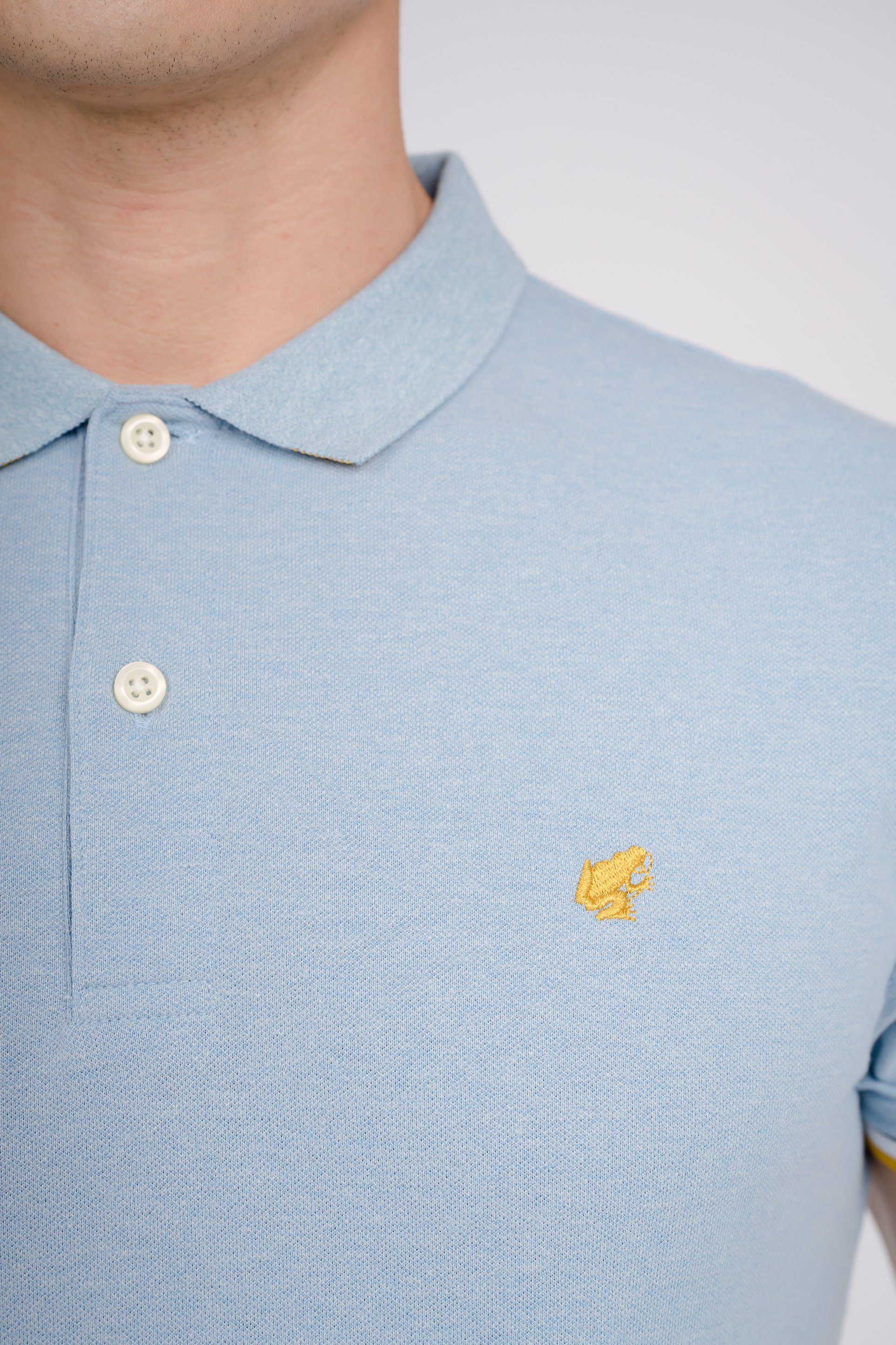 GIORDANO Poloshirt mit hellblau kleiner Frosch-Stickerei